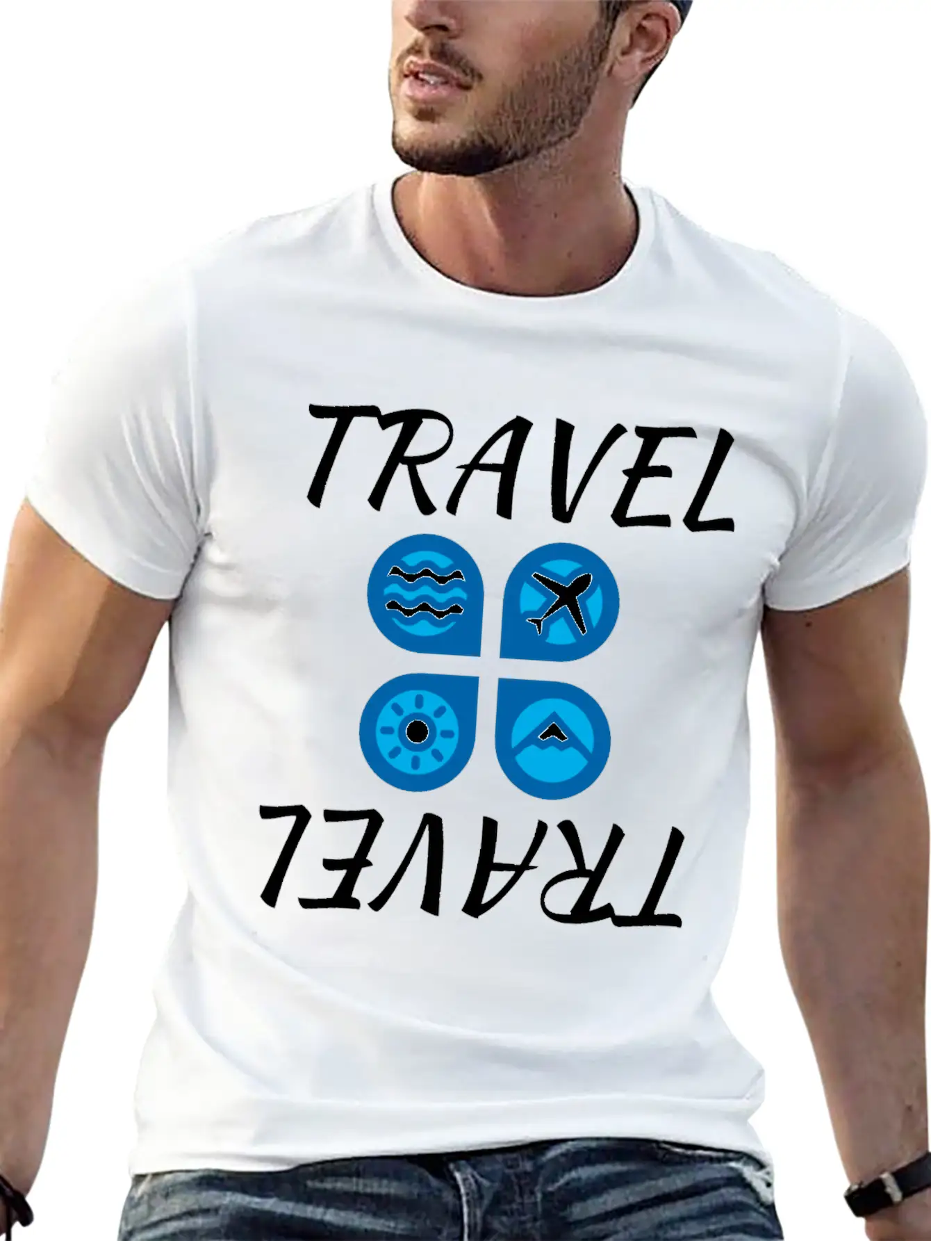Travel Travel White Unisex Casual T-Shirt ¨C Clean Design For Daily Comfort