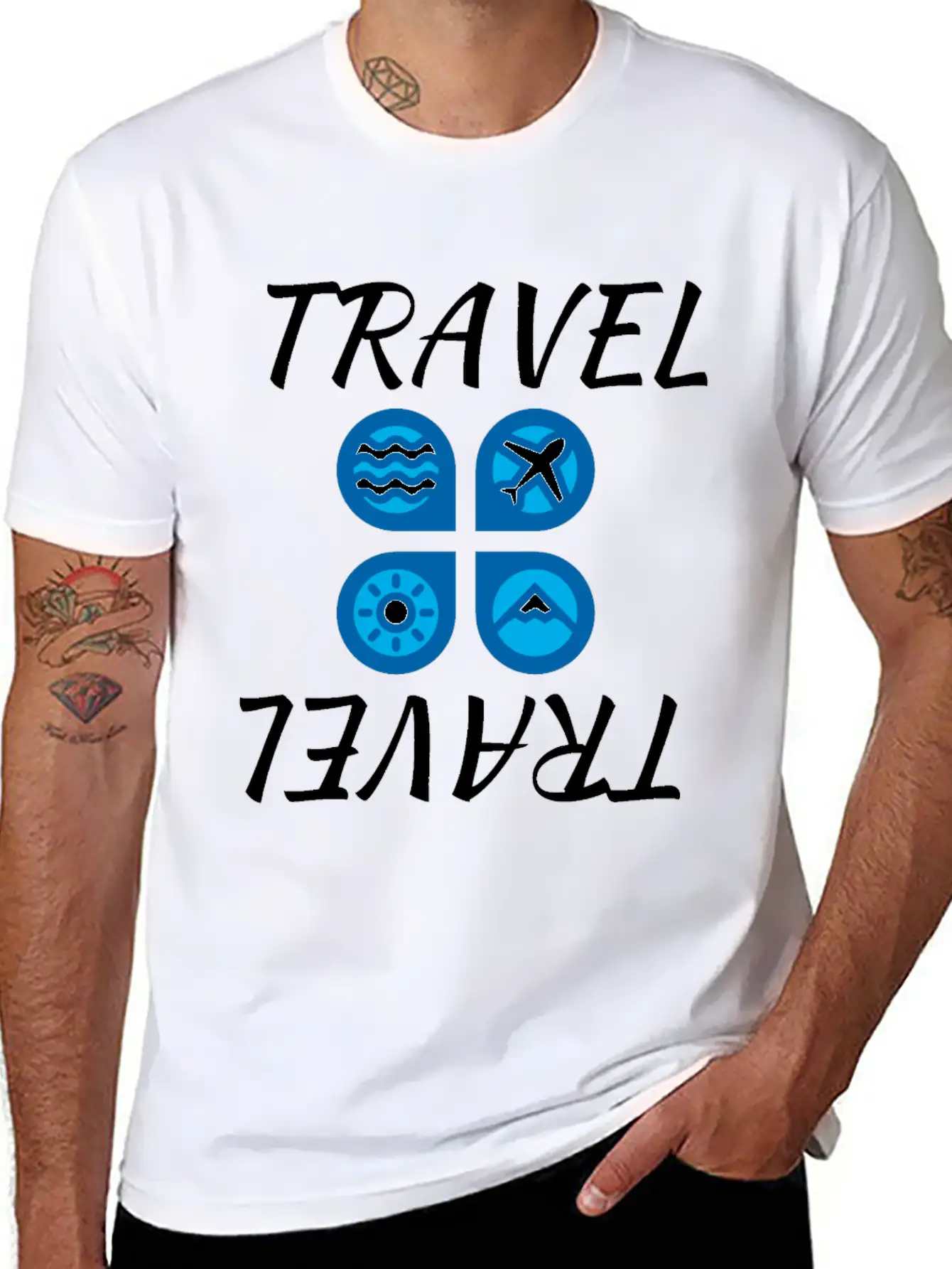 Travel Travel White Unisex Casual T-Shirt ¨C Clean Design For Daily Comfort