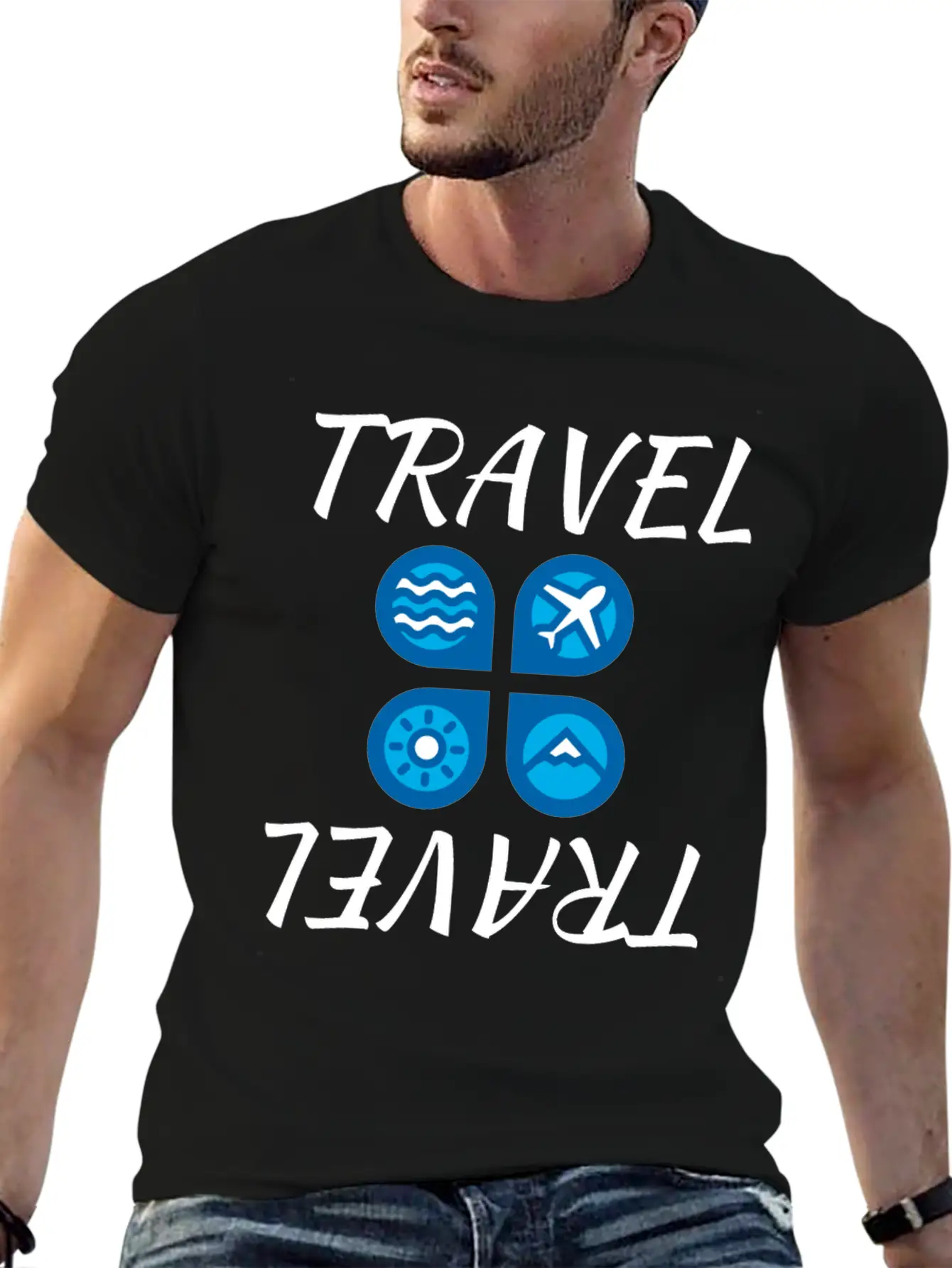 Travel Travel White Unisex Casual T-Shirt ¨C Clean Design For Daily Comfort