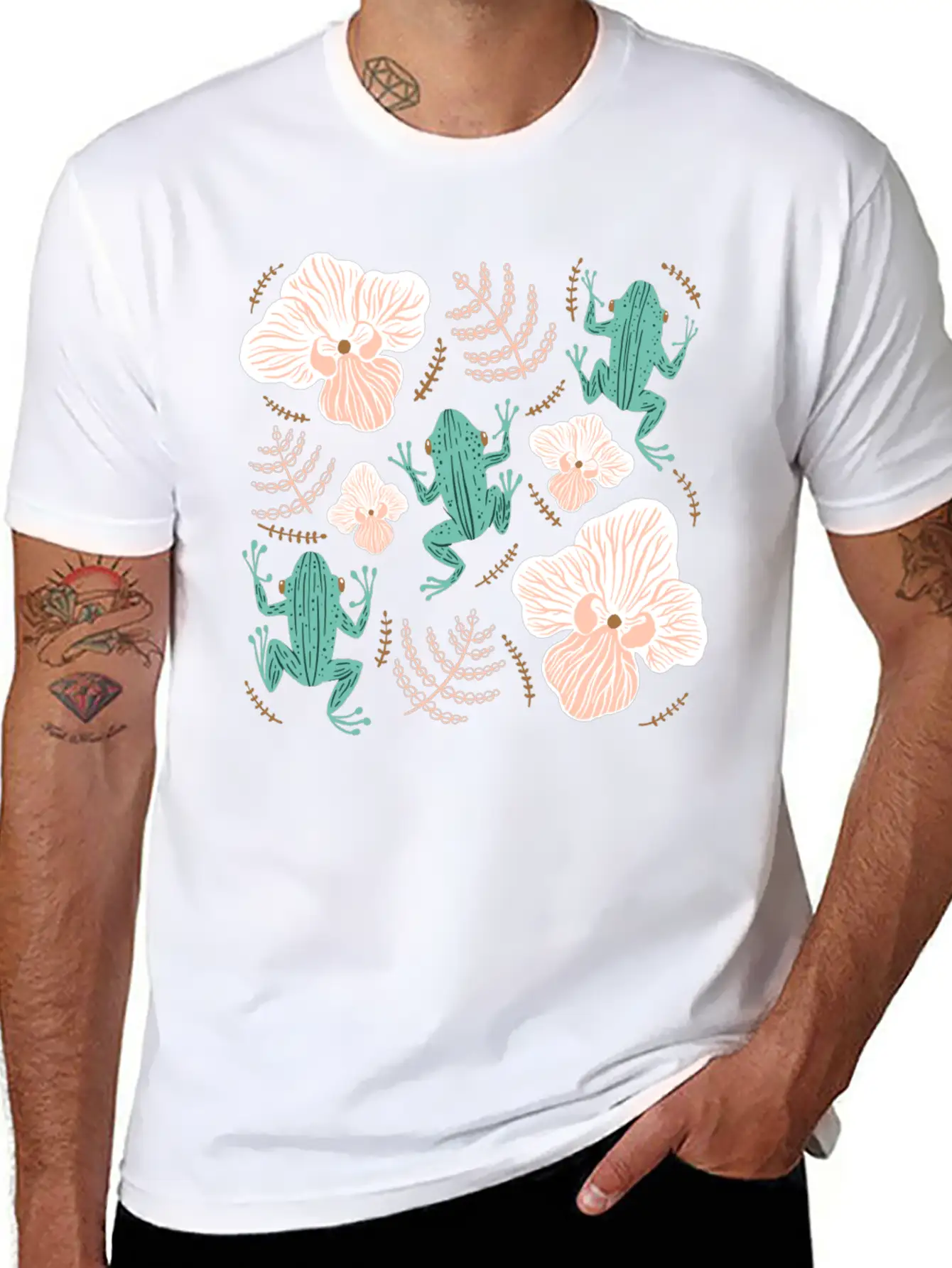 Tree Frog Floral Basic Graphic T-Shirt ¨C Daily Comfort In Soft Cotton
