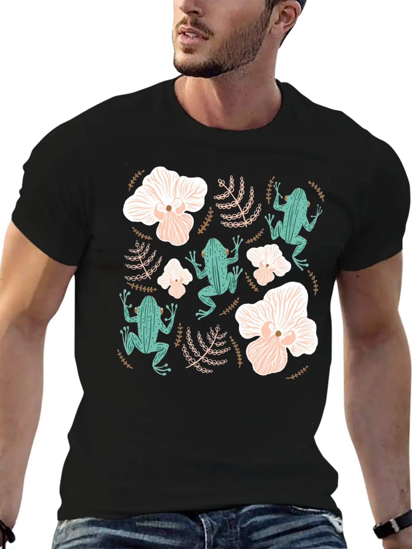 Tree Frog Floral Basic Graphic T-Shirt ¨C Daily Comfort In Soft Cotton