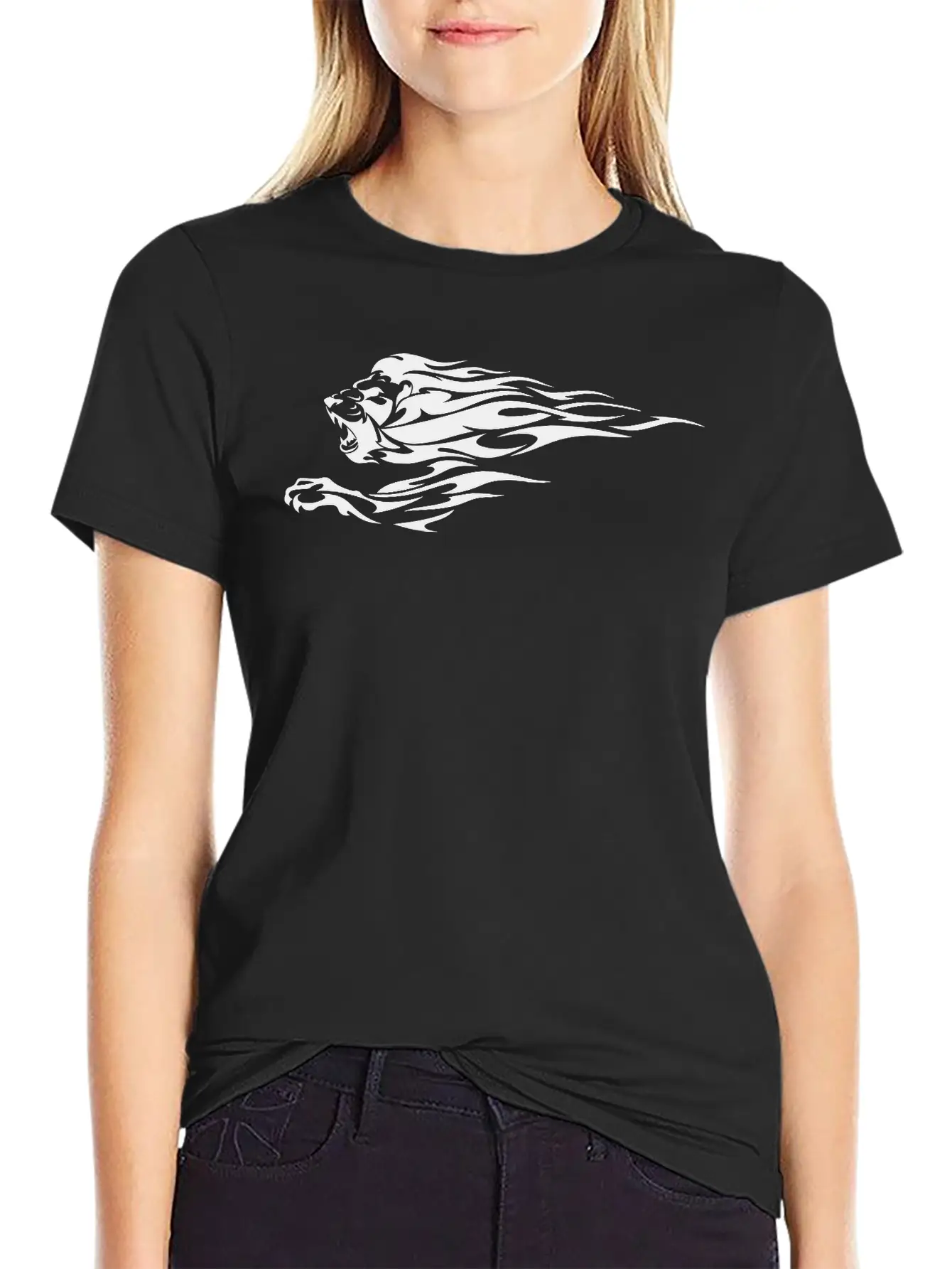 Tribal Fire Lion Essential Cotton Tee For Daily Outfits ¨C Unisex Style