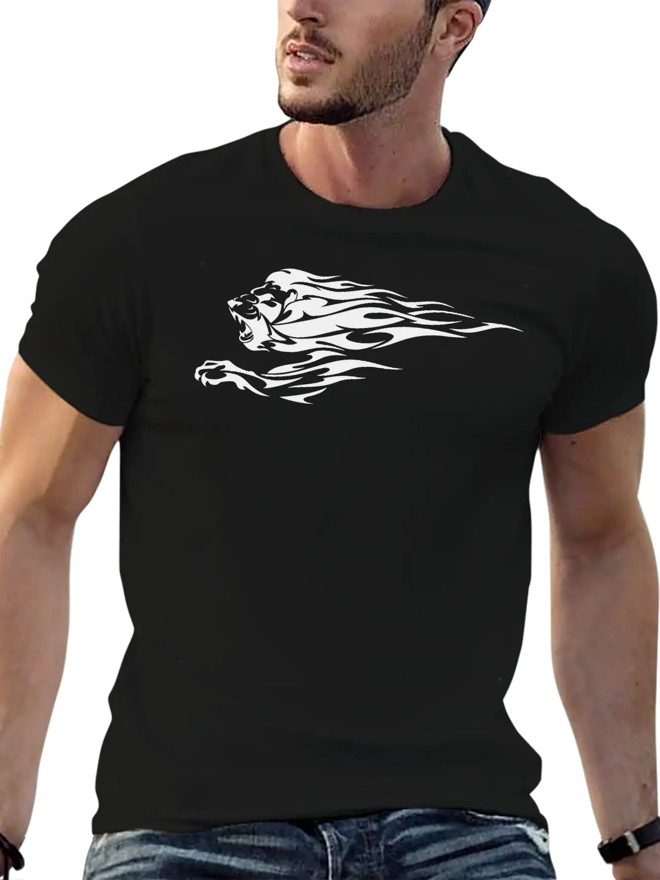 Tribal Fire Lion Essential Cotton Tee For Daily Outfits ¨C Unisex Style