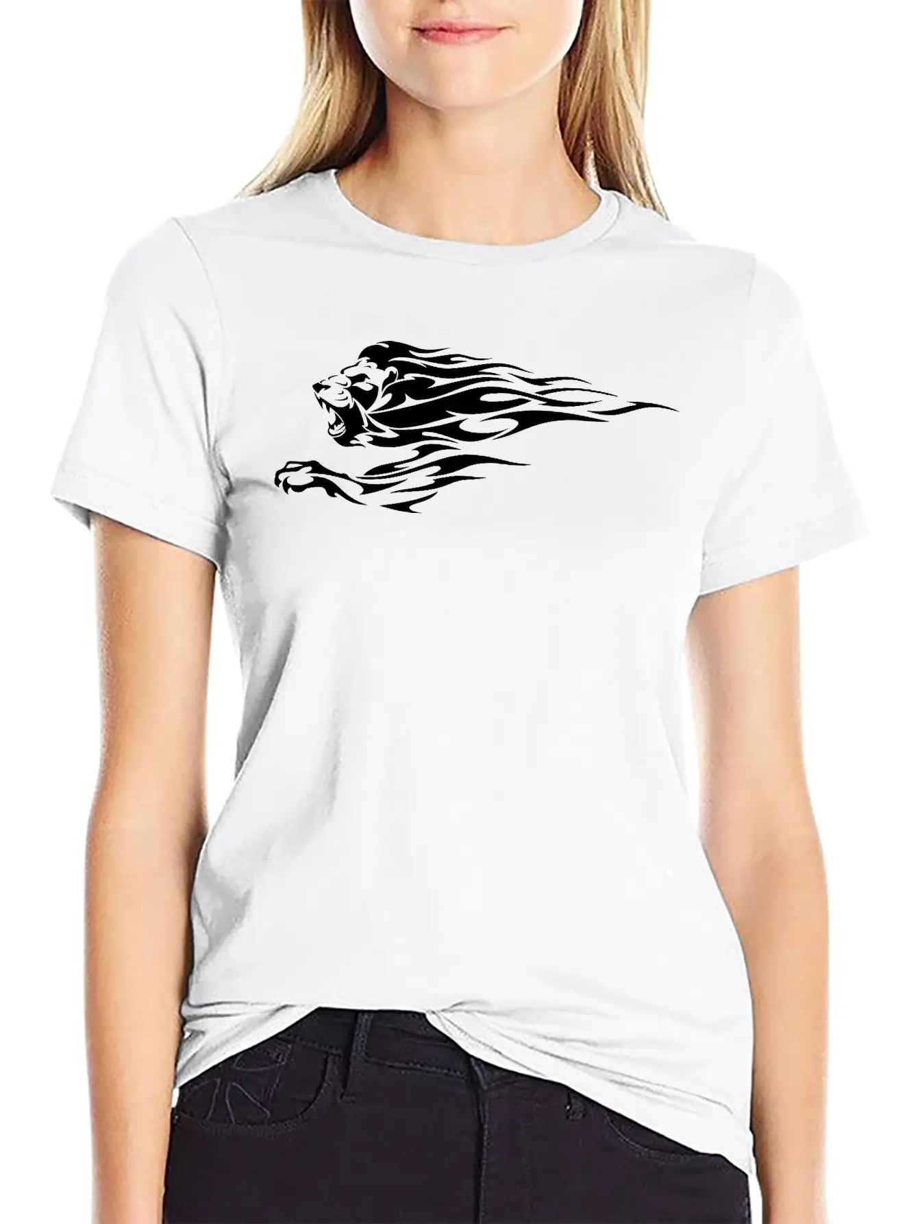 Tribal Fire Lion Essential Cotton Tee For Daily Outfits ¨C Unisex Style