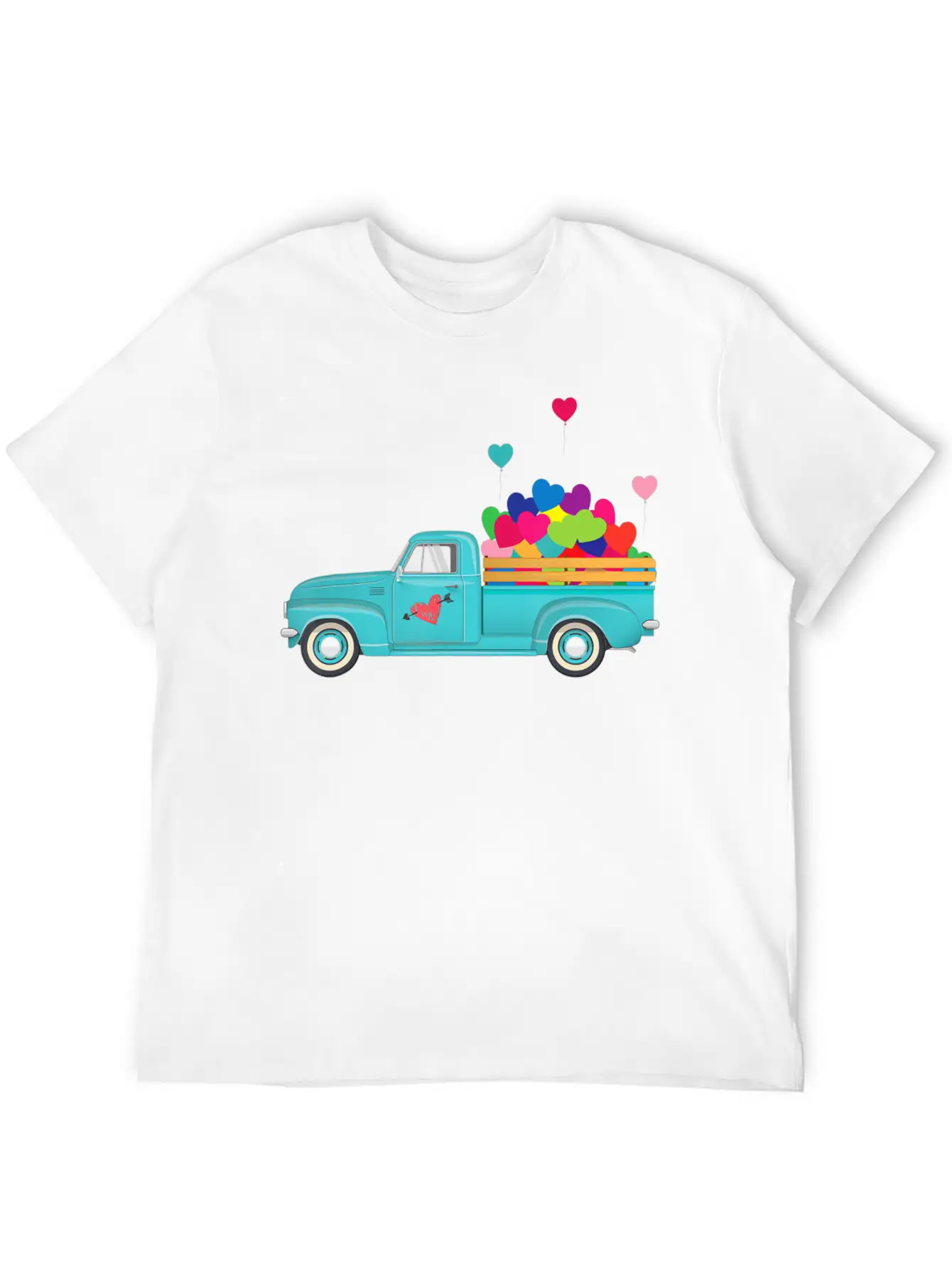 Truck Transporting Heart Balloons Vintage Valentin Soft Cotton Short Sleeve Tee ¨C Unisex Wardrobe Staple