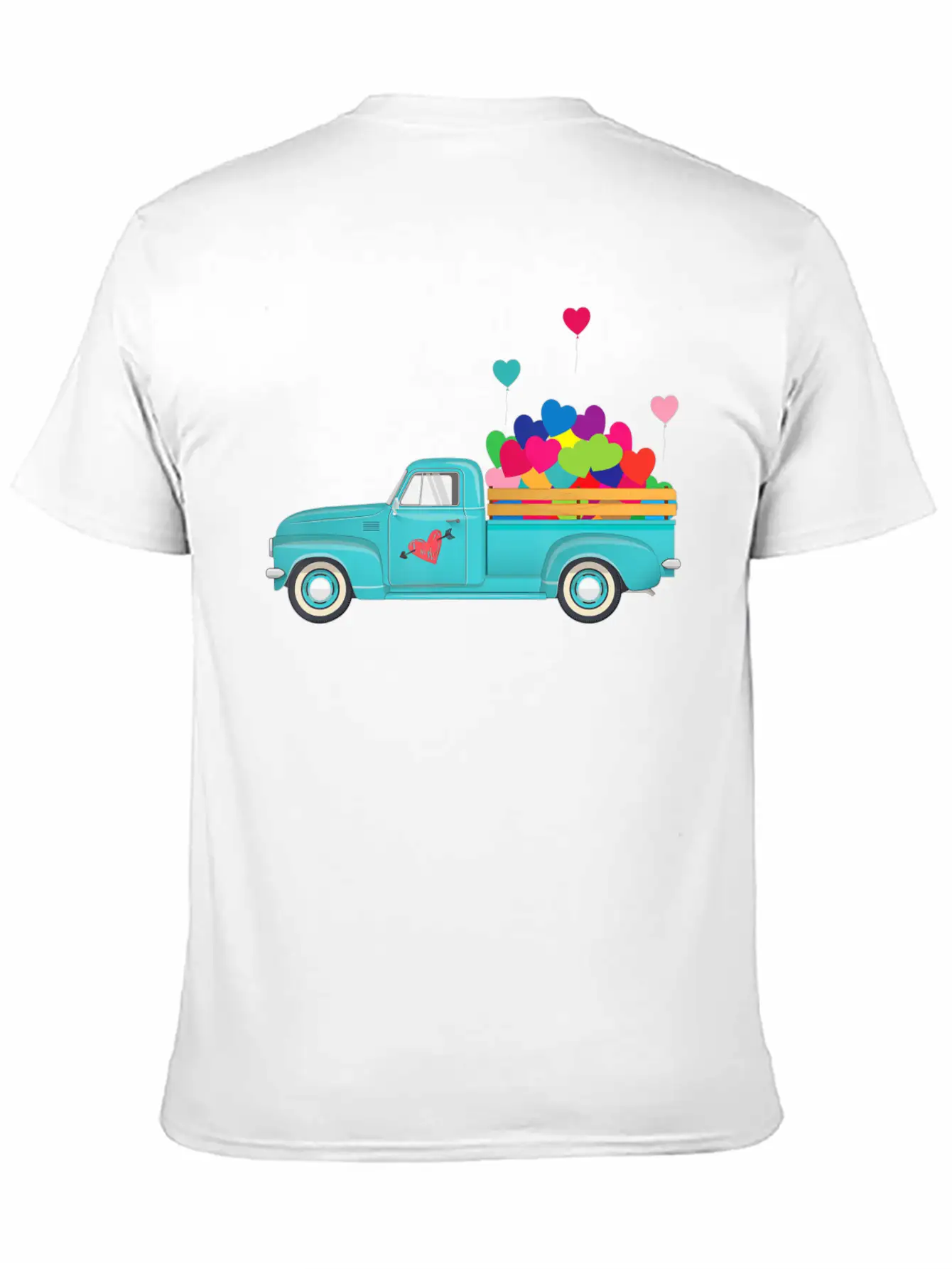 Truck Transporting Heart Balloons Vintage Valentin Soft Cotton Short Sleeve Tee ¨C Unisex Wardrobe Staple