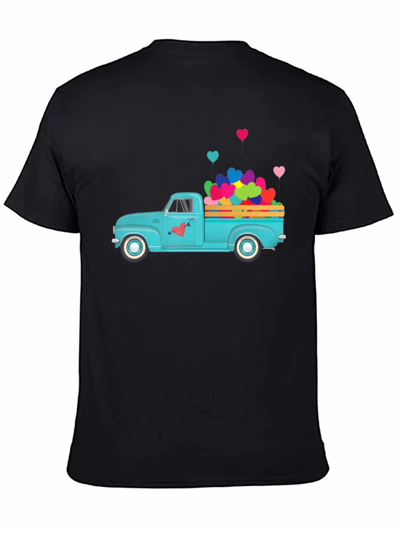 Truck Transporting Heart Balloons Vintage Valentin Soft Cotton Short Sleeve Tee ¨C Unisex Wardrobe Staple