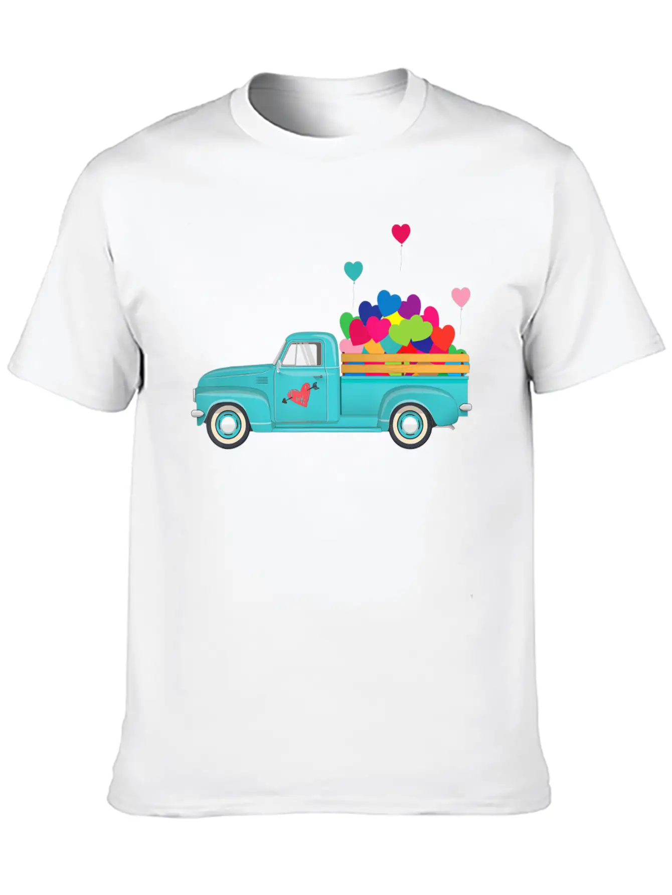 Truck Transporting Heart Balloons Vintage Valentin Soft Cotton Short Sleeve Tee ¨C Unisex Wardrobe Staple