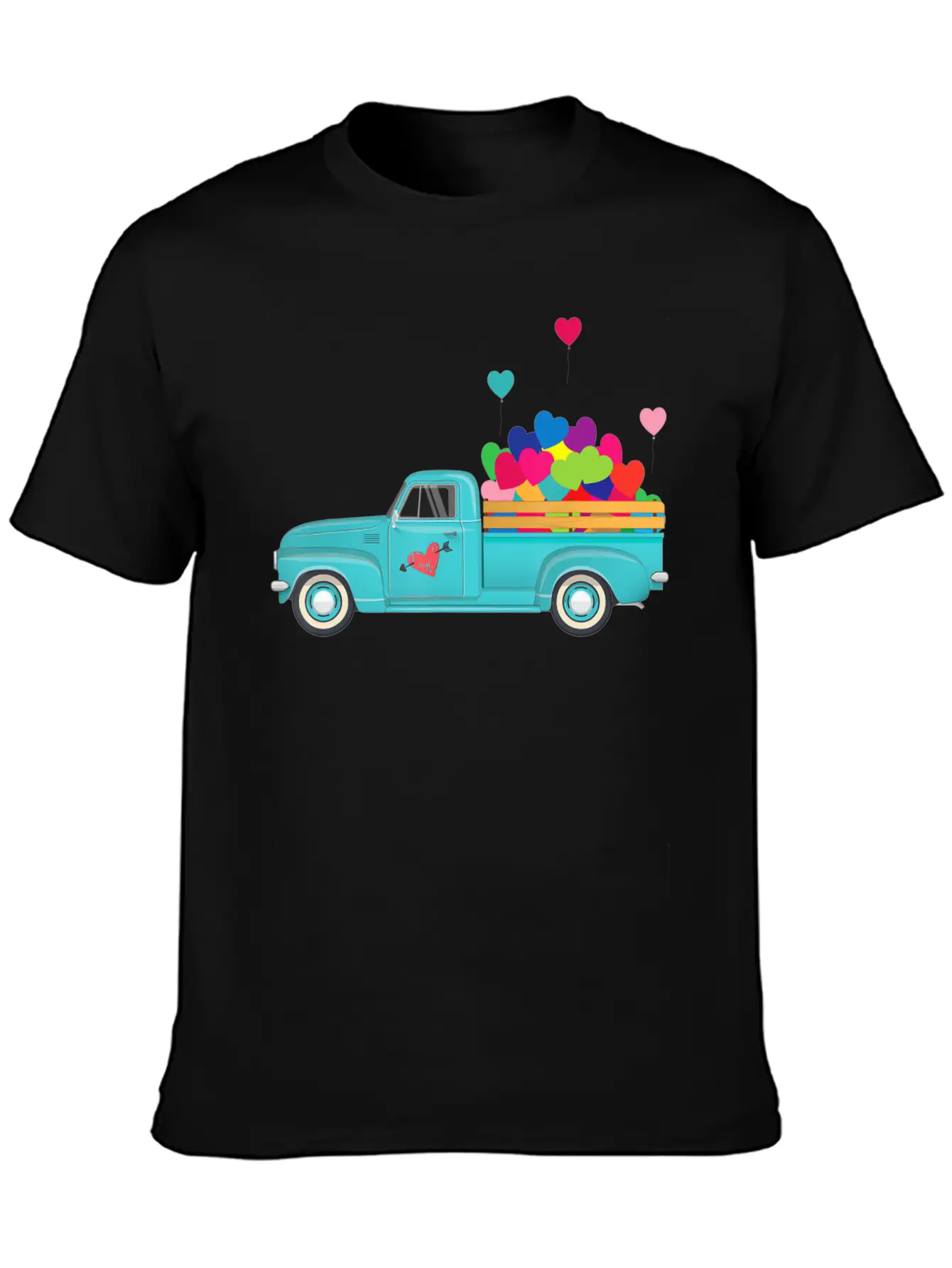 Truck Transporting Heart Balloons Vintage Valentin Soft Cotton Short Sleeve Tee ¨C Unisex Wardrobe Staple
