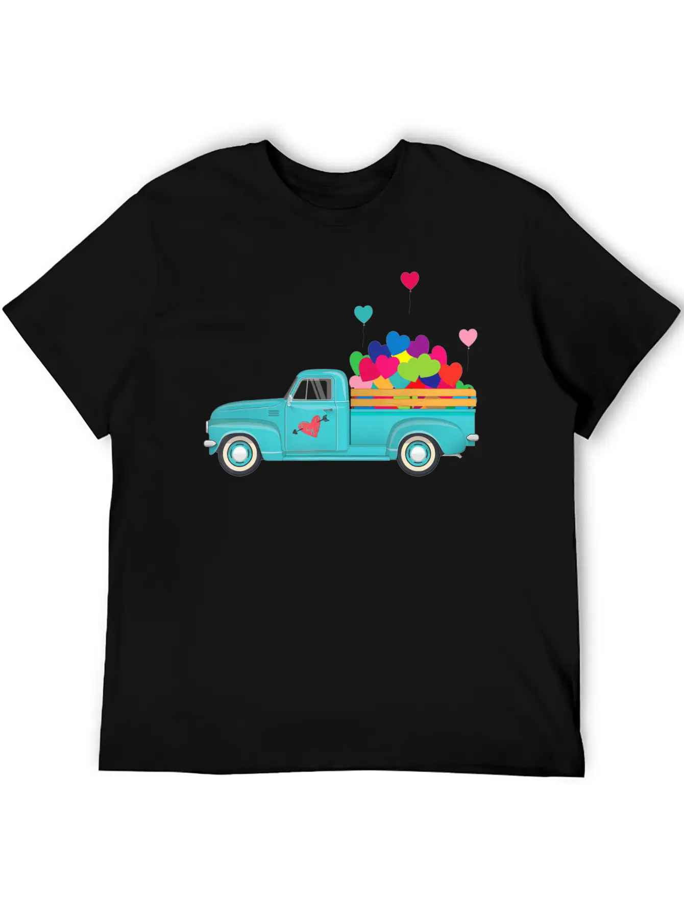 Truck Transporting Heart Balloons Vintage Valentin Soft Cotton Short Sleeve Tee ¨C Unisex Wardrobe Staple