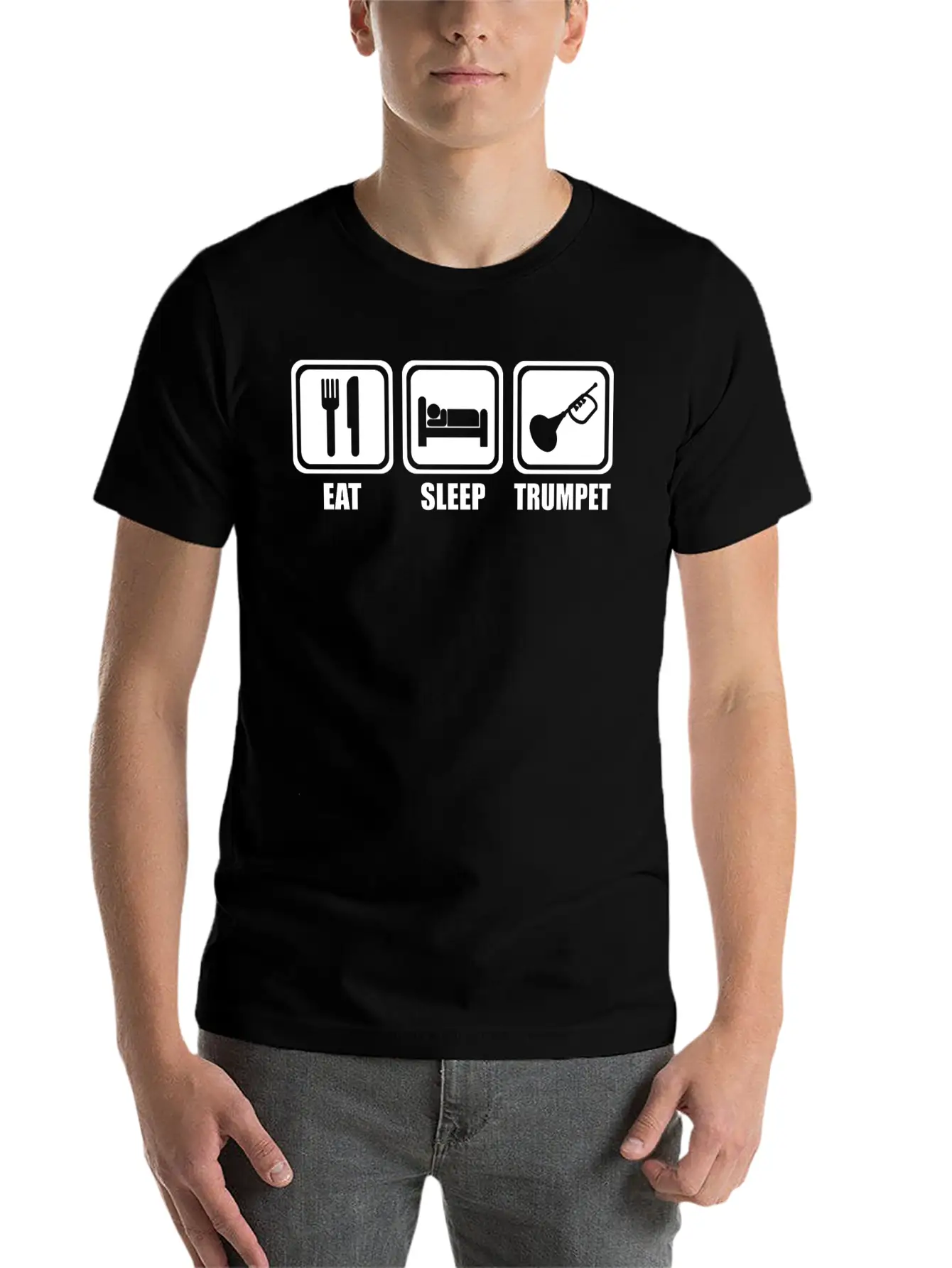 Trumpet - Eat Sleep Play Trumpet Essential Cotton Tee For Daily Outfits ¨C Unisex Style
