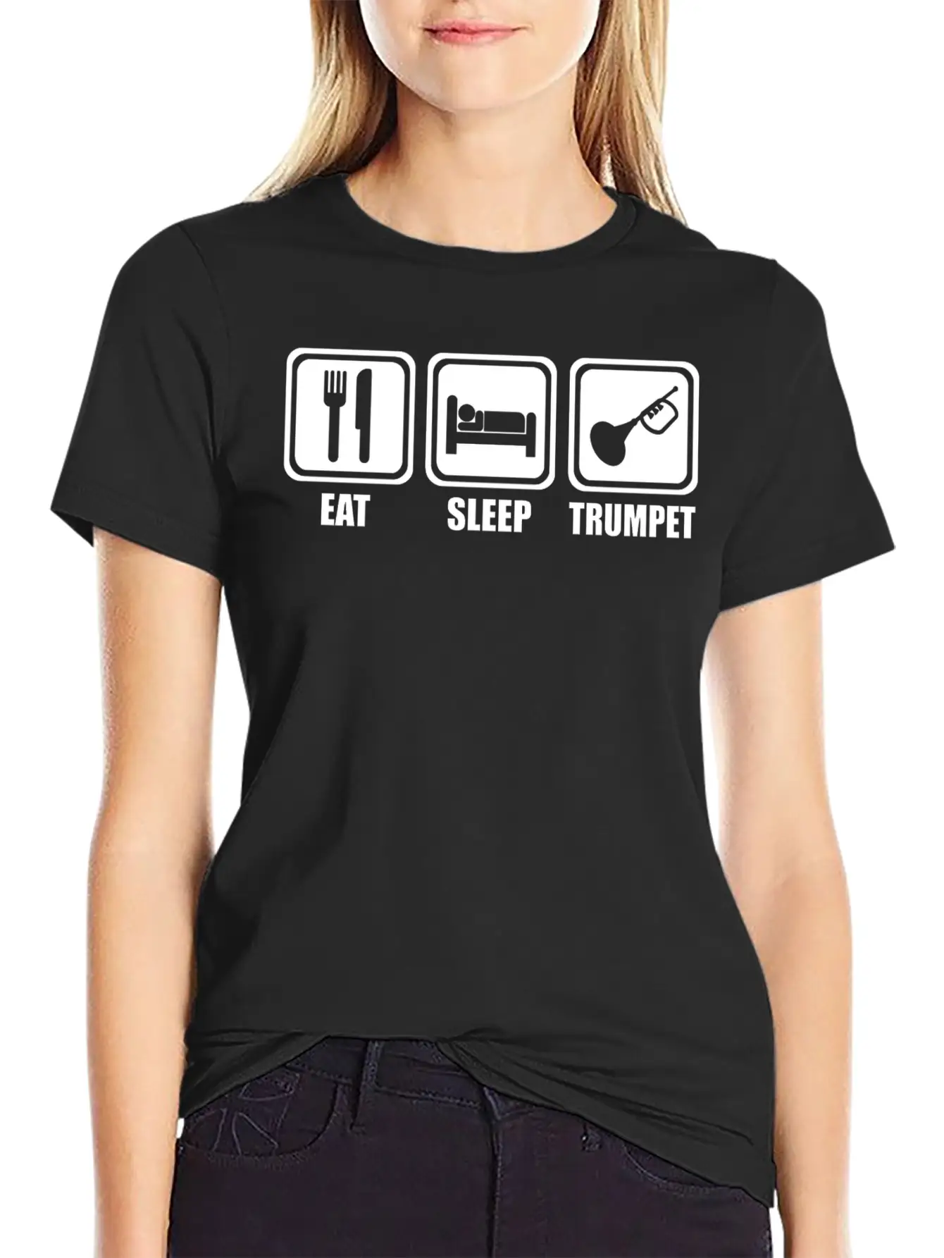 Trumpet - Eat Sleep Play Trumpet Essential Cotton Tee For Daily Outfits ¨C Unisex Style