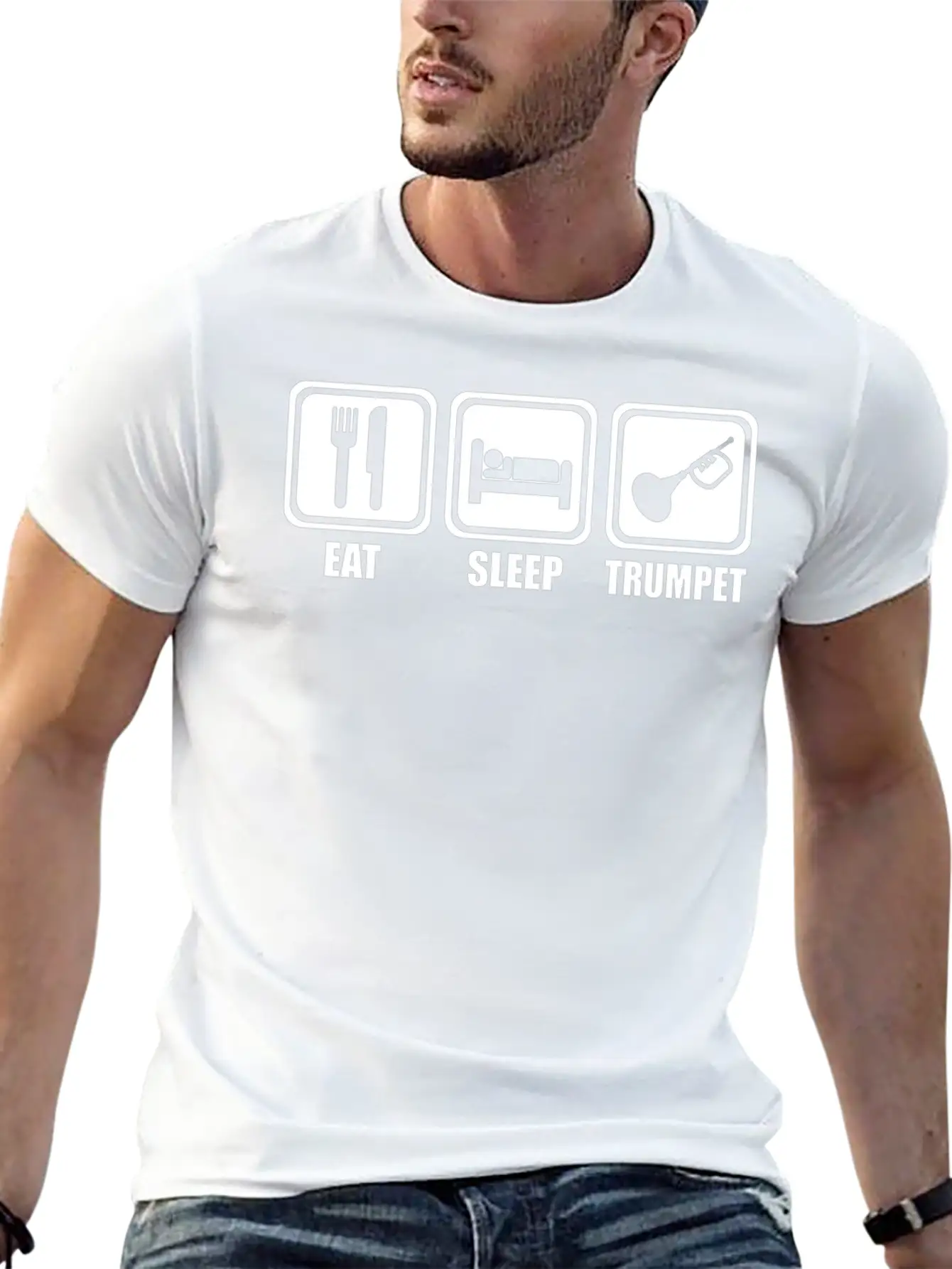 Trumpet - Eat Sleep Play Trumpet Essential Cotton Tee For Daily Outfits ¨C Unisex Style