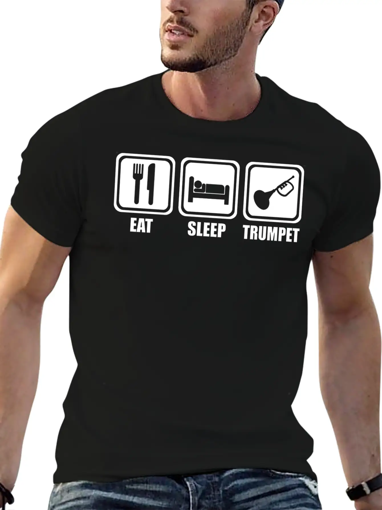 Trumpet - Eat Sleep Play Trumpet Essential Cotton Tee For Daily Outfits ¨C Unisex Style