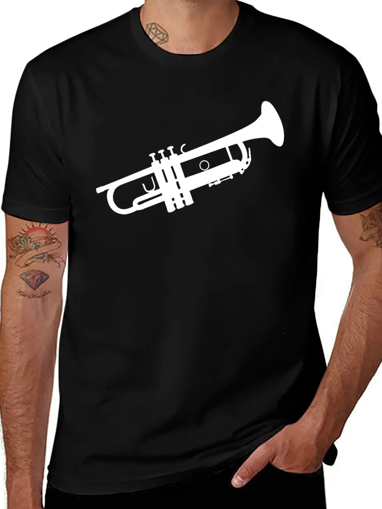 Trumpet Silhouette White Soft Cotton Short Sleeve Tee ¨C Unisex Wardrobe Staple