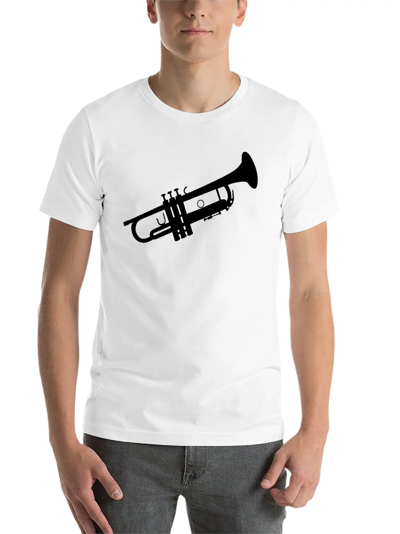 Trumpet Silhouette White Soft Cotton Short Sleeve Tee ¨C Unisex Wardrobe Staple