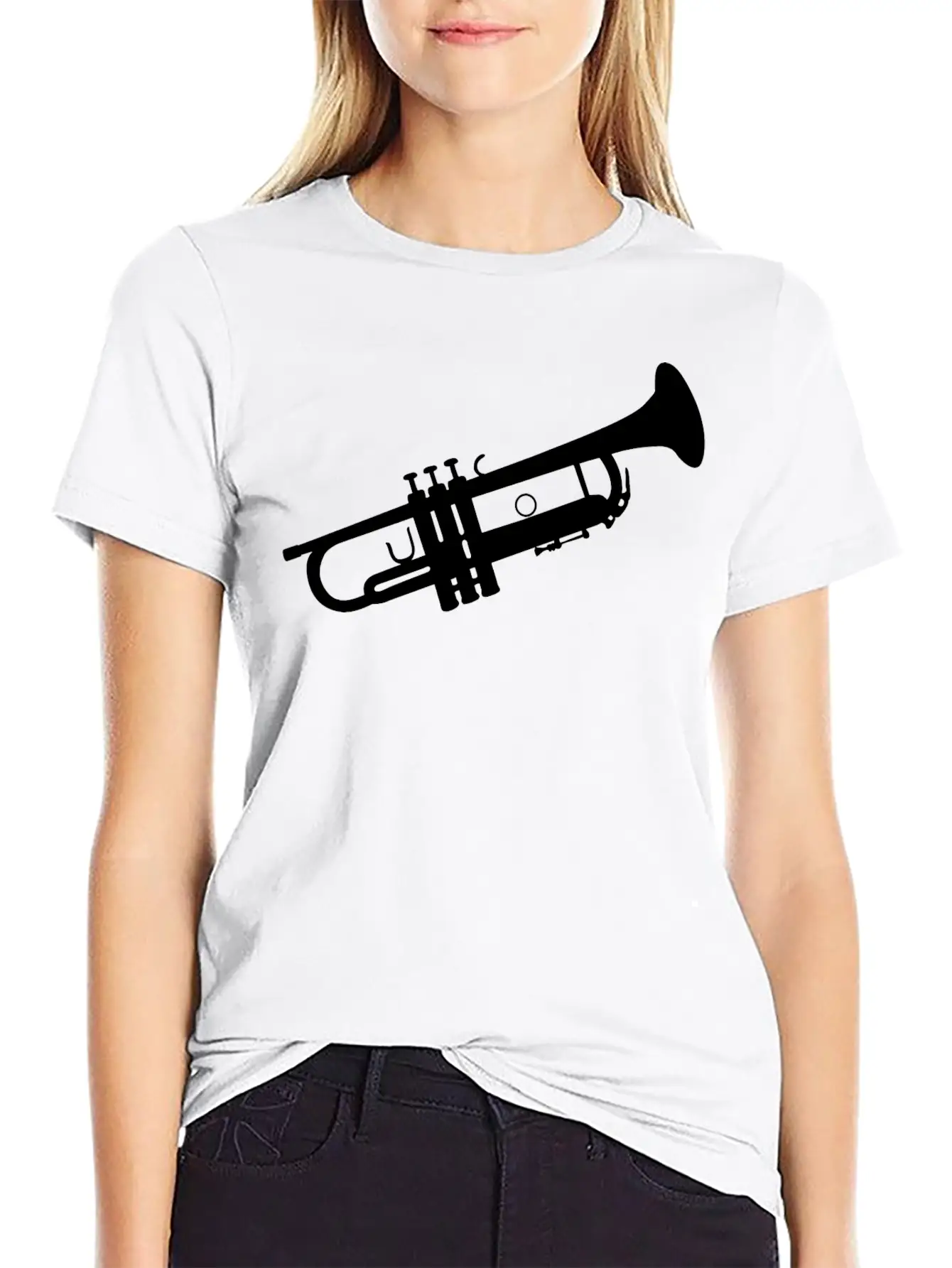 Trumpet Silhouette White Soft Cotton Short Sleeve Tee ¨C Unisex Wardrobe Staple