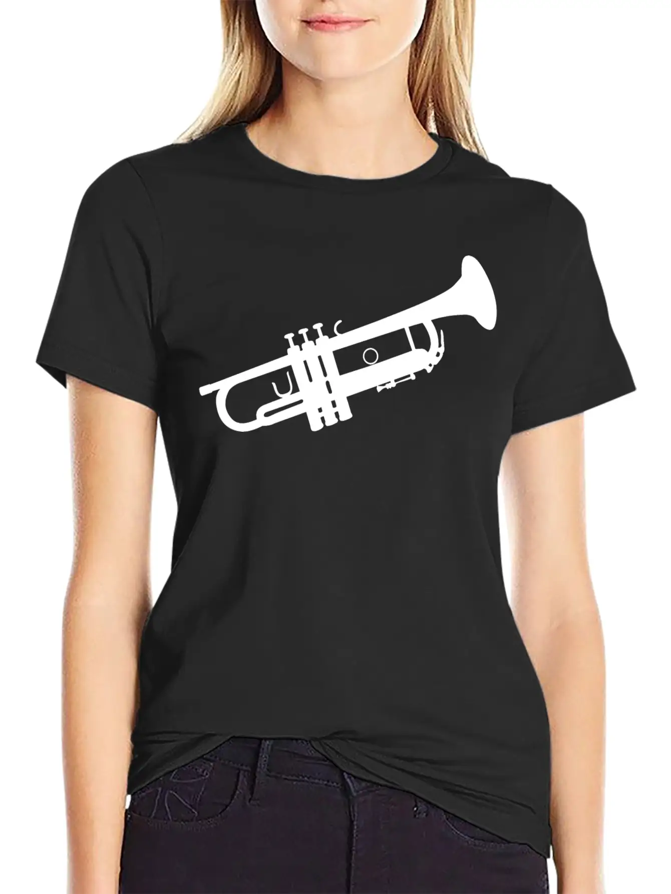 Trumpet Silhouette White Soft Cotton Short Sleeve Tee ¨C Unisex Wardrobe Staple