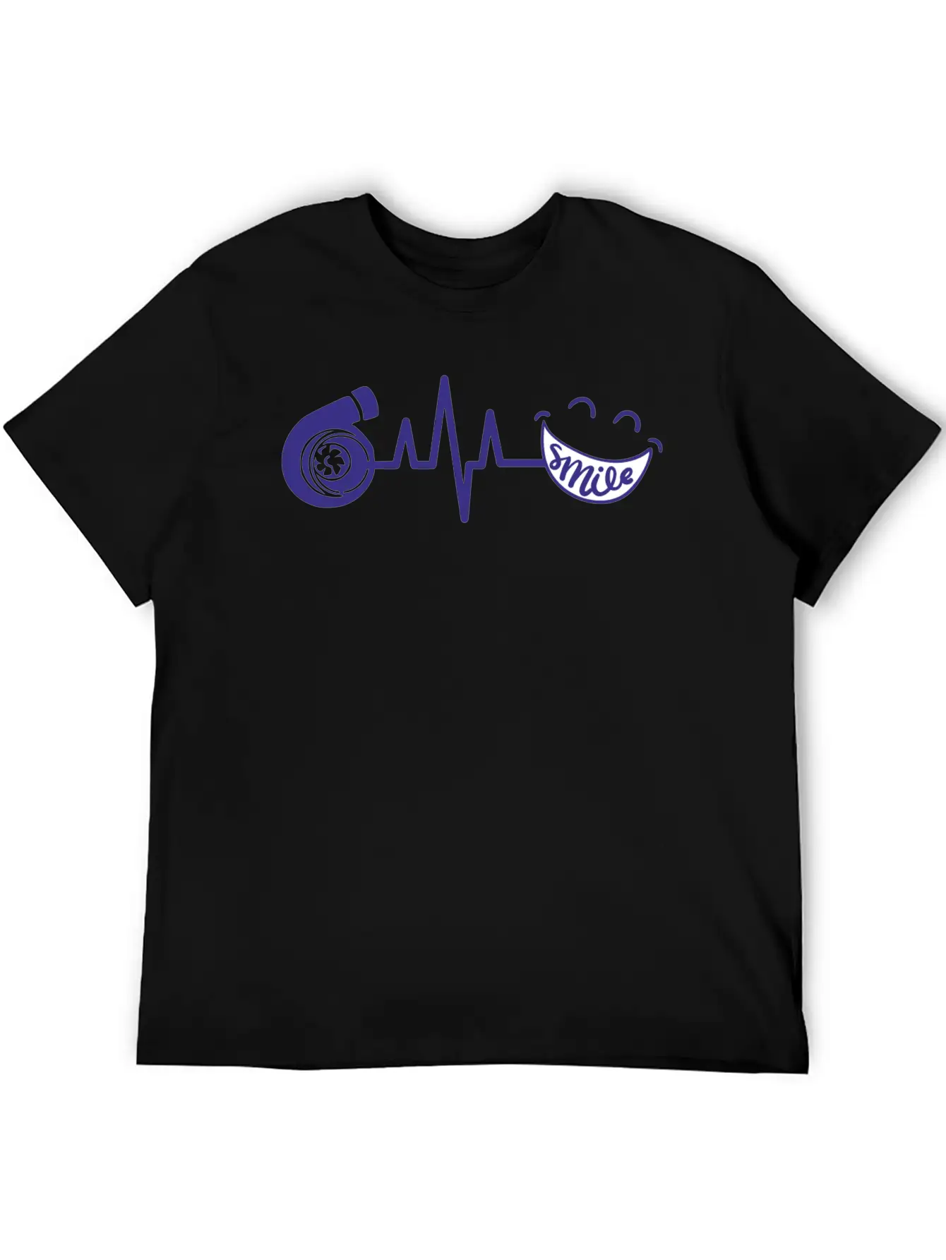 Turbo ECG SMILE Blau Soft Cotton Short Sleeve Tee ¨C Unisex Wardrobe Staple