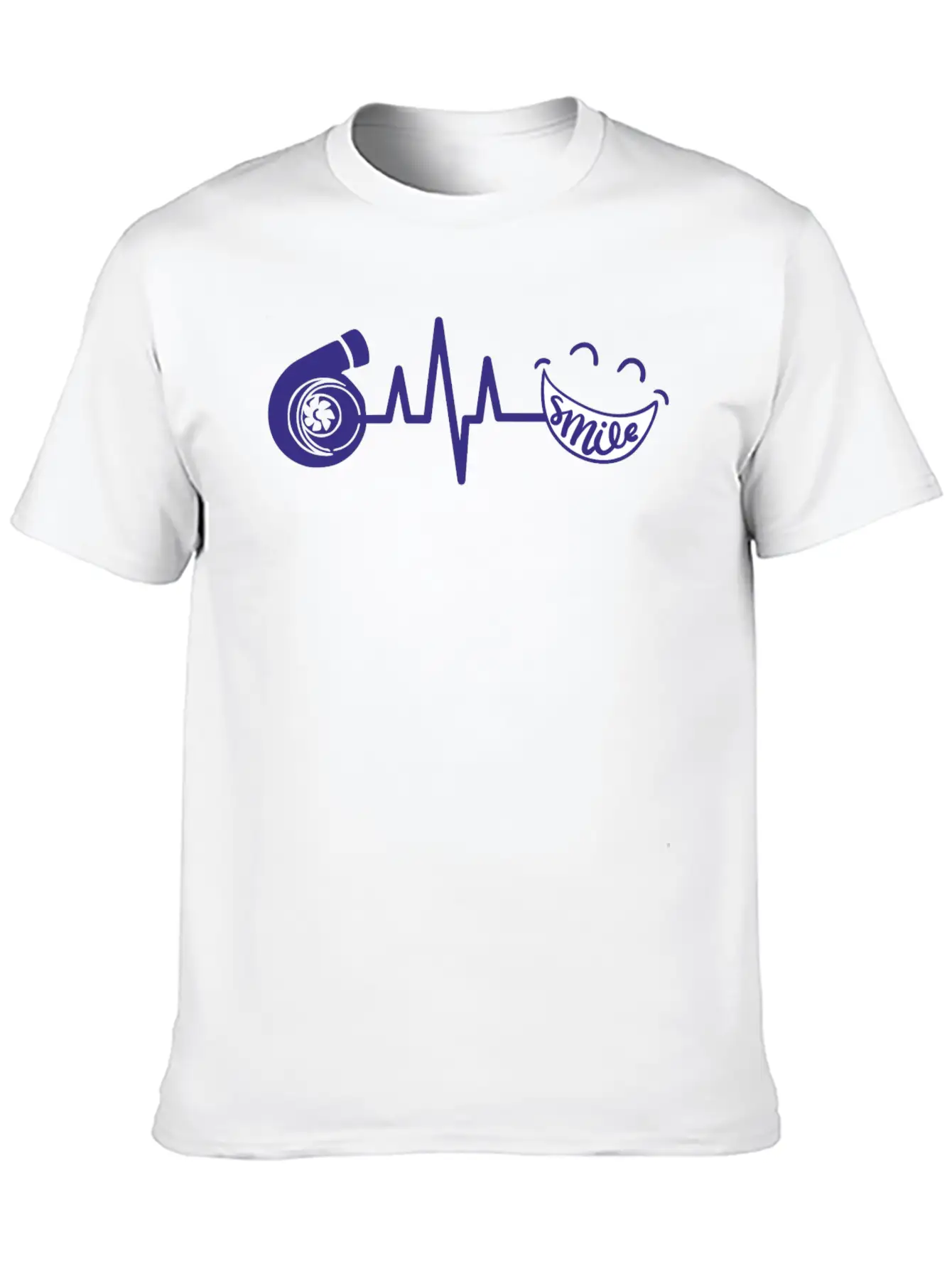 Turbo ECG SMILE Blau Soft Cotton Short Sleeve Tee ¨C Unisex Wardrobe Staple