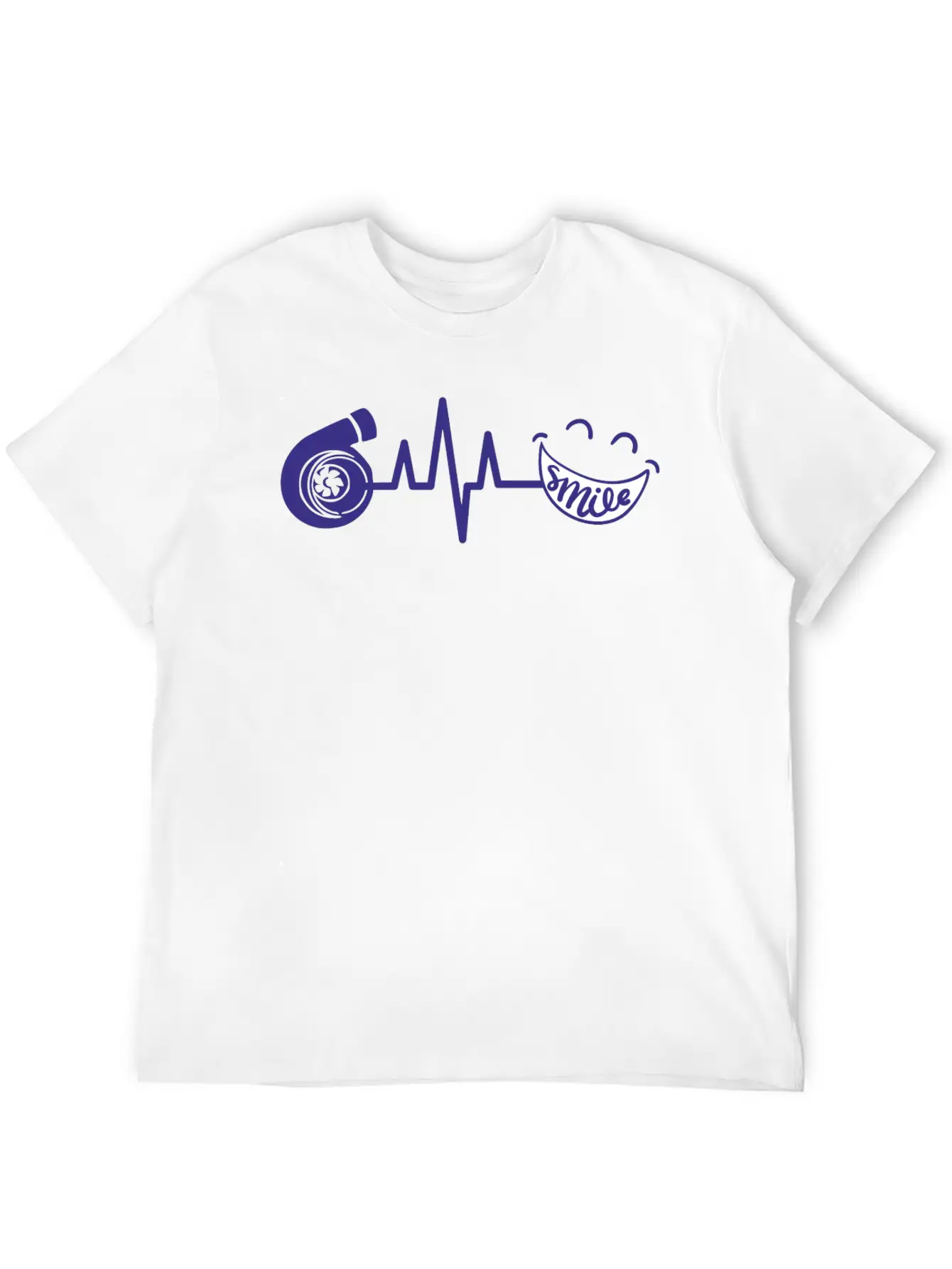 Turbo ECG SMILE Blau Soft Cotton Short Sleeve Tee ¨C Unisex Wardrobe Staple