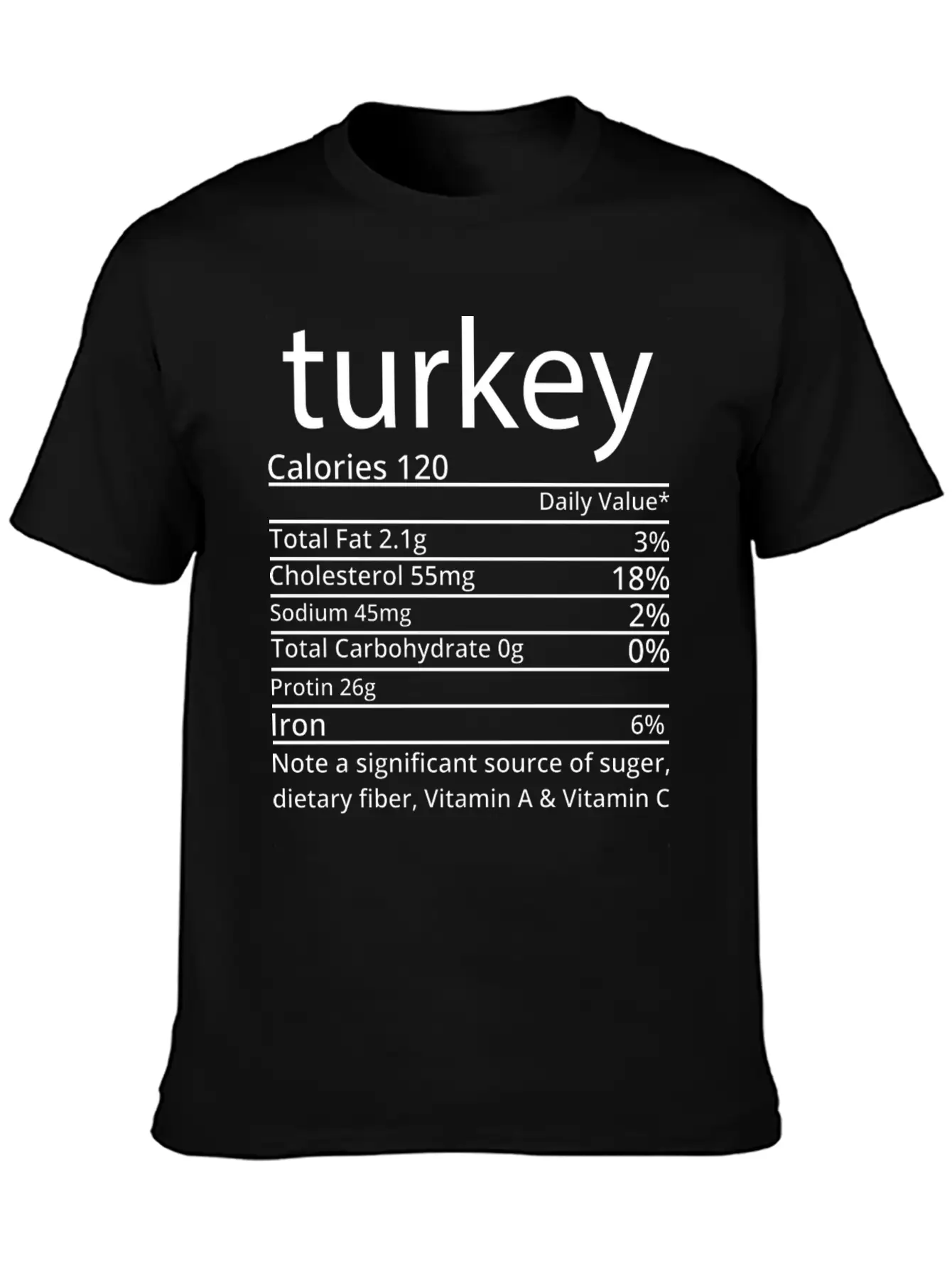 Turkey Nutrition Facts Thanksgiving T Shirt Basic Graphic T-Shirt ¨C Daily Comfort In Soft Cotton