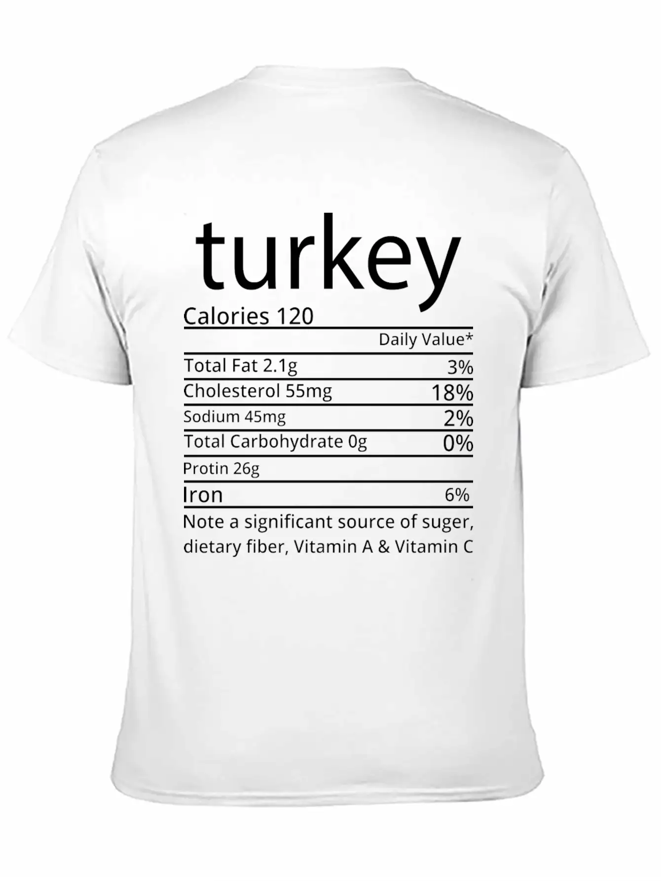Turkey Nutrition Facts Thanksgiving T Shirt Basic Graphic T-Shirt ¨C Daily Comfort In Soft Cotton