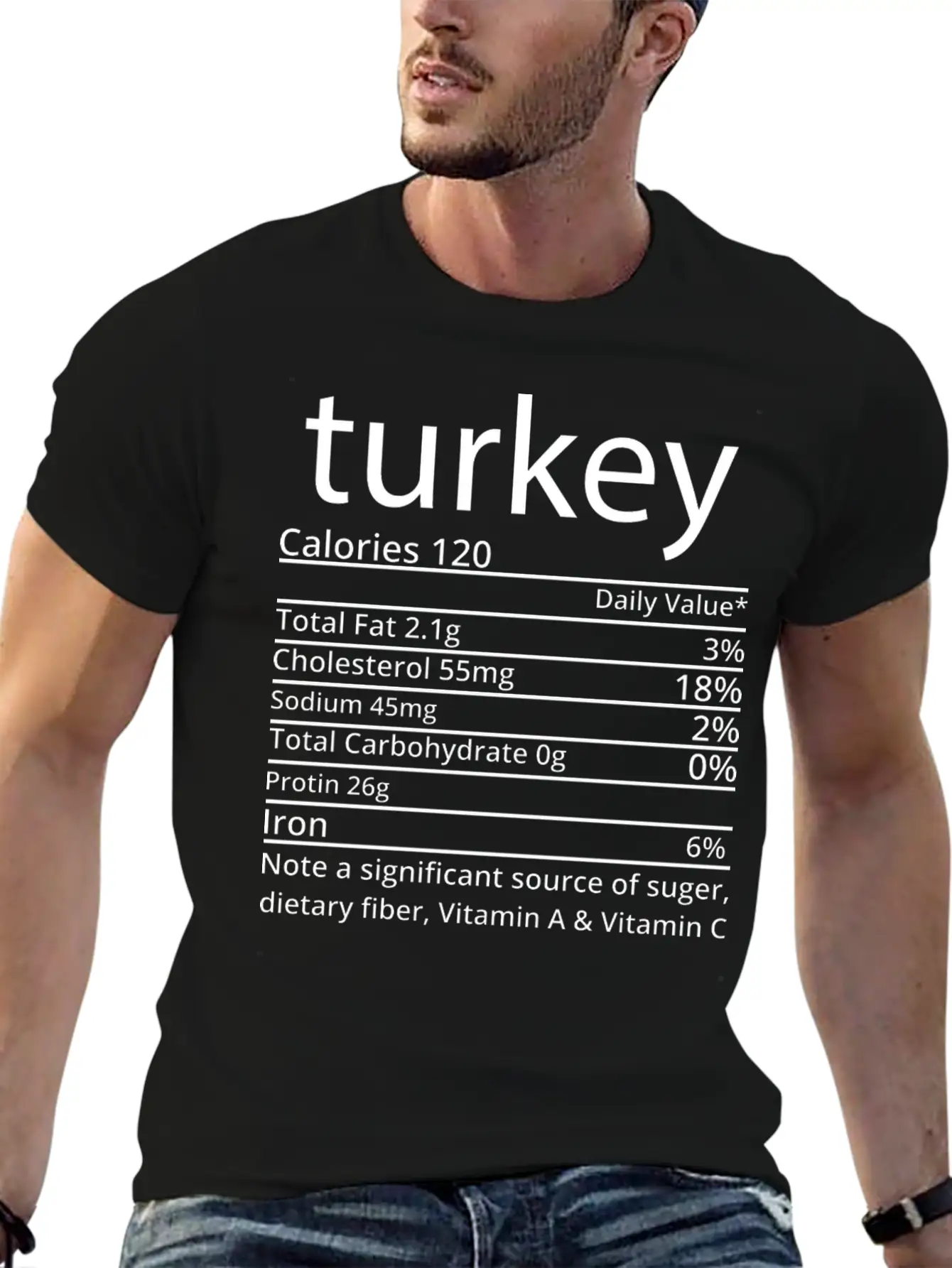 Turkey Nutrition Facts Thanksgiving T Shirt Basic Graphic T-Shirt ¨C Daily Comfort In Soft Cotton
