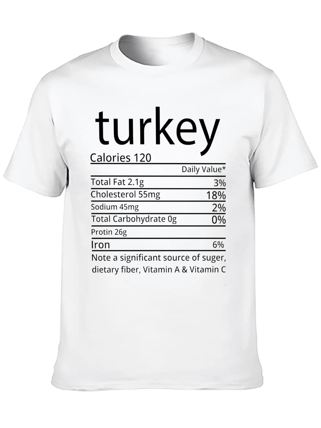 Turkey Nutrition Facts Thanksgiving T Shirt Basic Graphic T-Shirt ¨C Daily Comfort In Soft Cotton