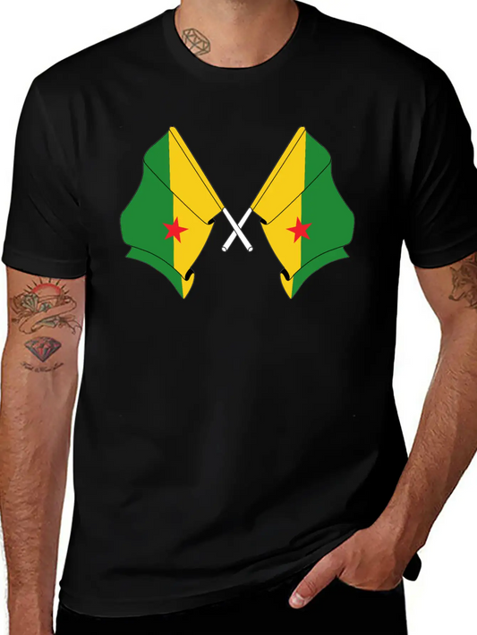 Two Crossed Flags Of French Guiana Soft Cotton Short Sleeve Tee ¨C Unisex Wardrobe Staple