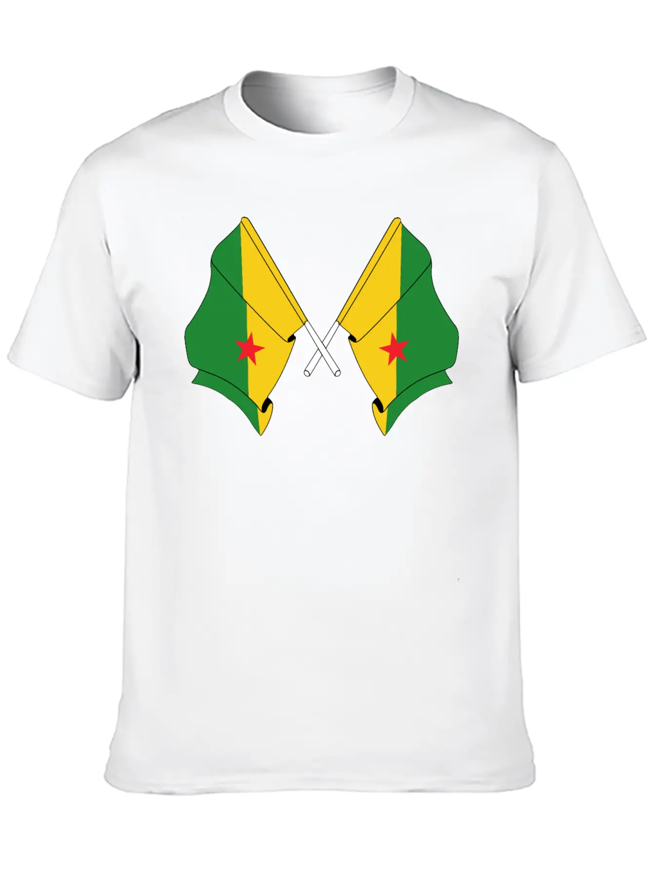 Two Crossed Flags Of French Guiana Soft Cotton Short Sleeve Tee ¨C Unisex Wardrobe Staple
