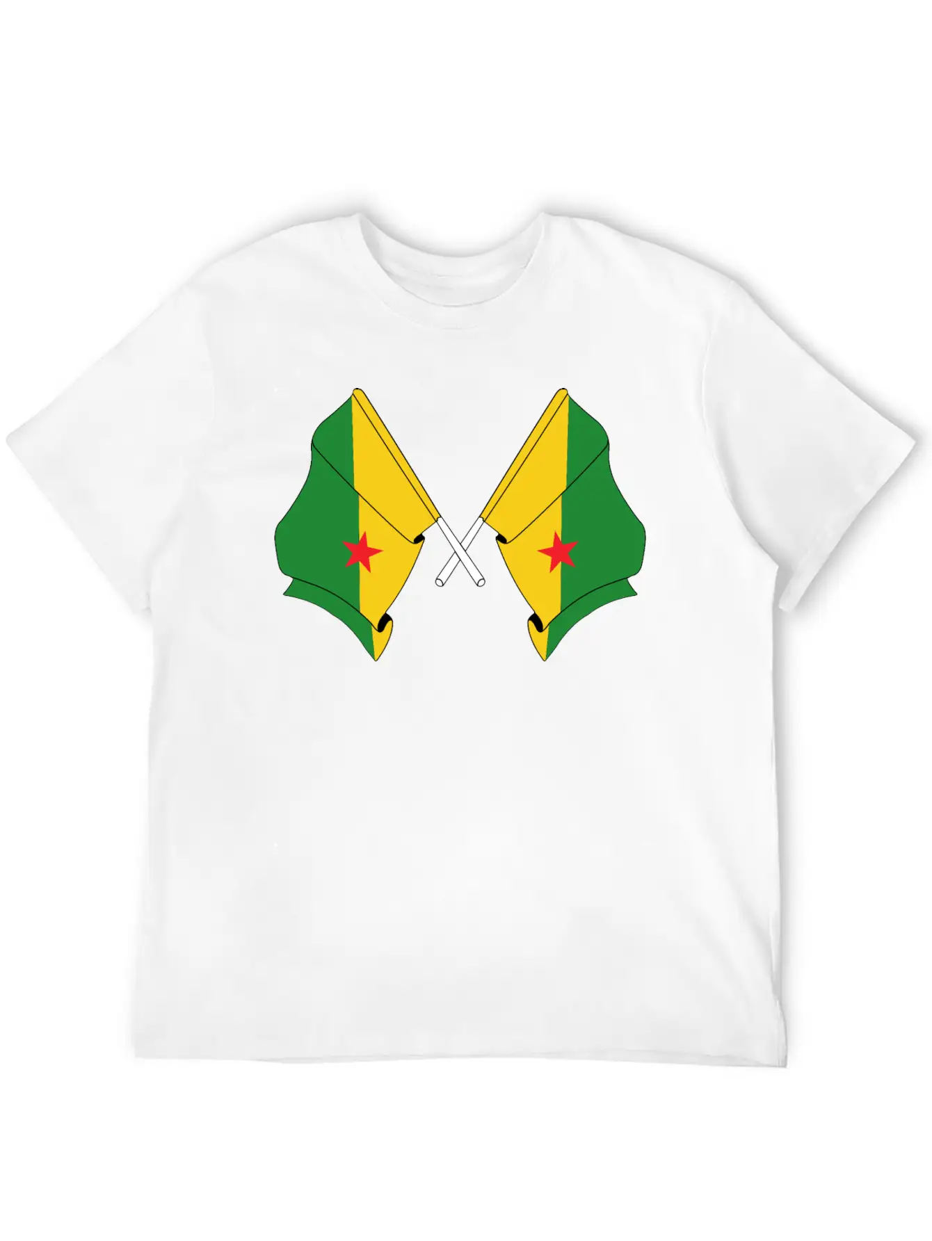 Two Crossed Flags Of French Guiana Soft Cotton Short Sleeve Tee ¨C Unisex Wardrobe Staple