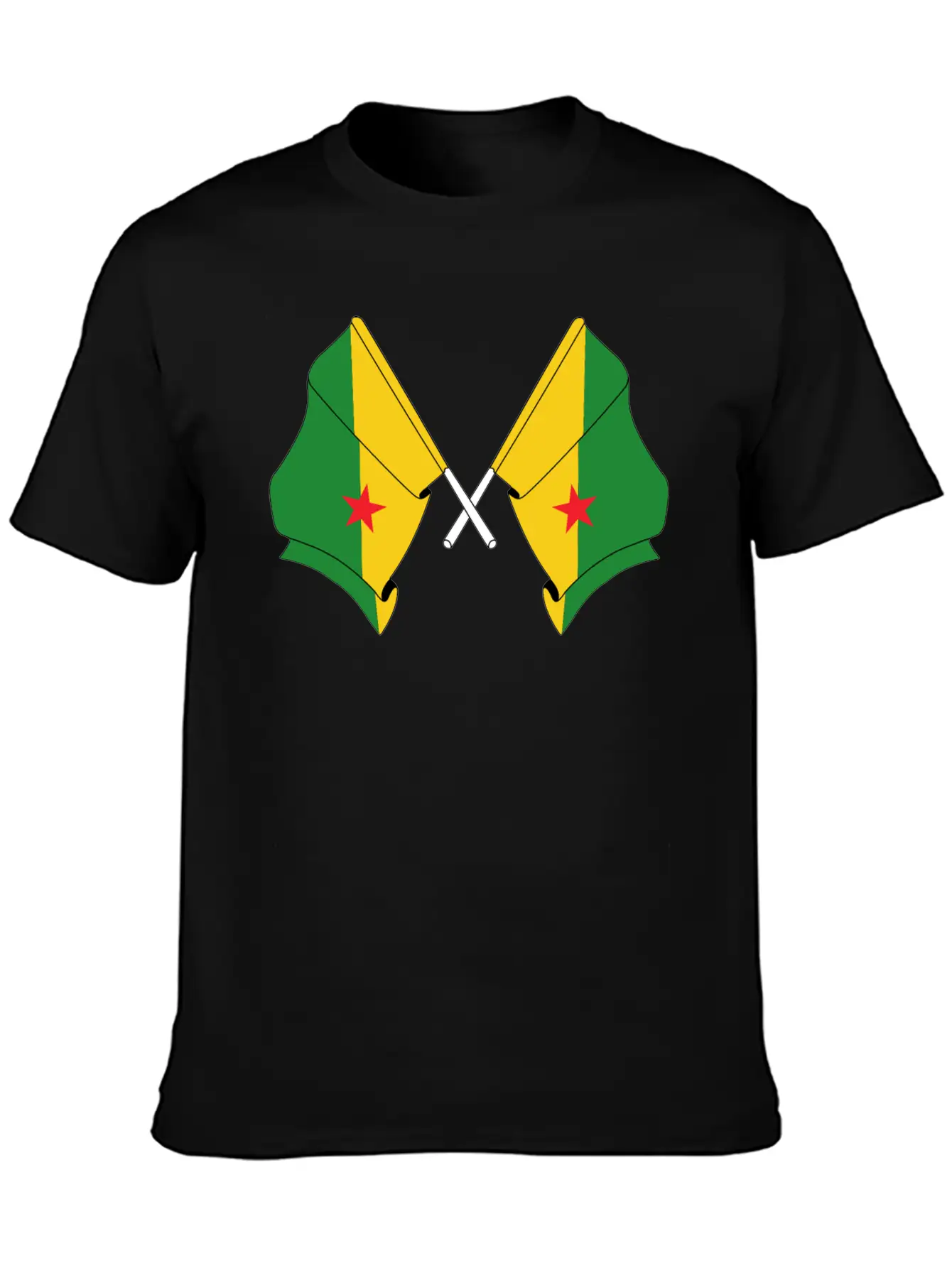 Two Crossed Flags Of French Guiana Soft Cotton Short Sleeve Tee ¨C Unisex Wardrobe Staple