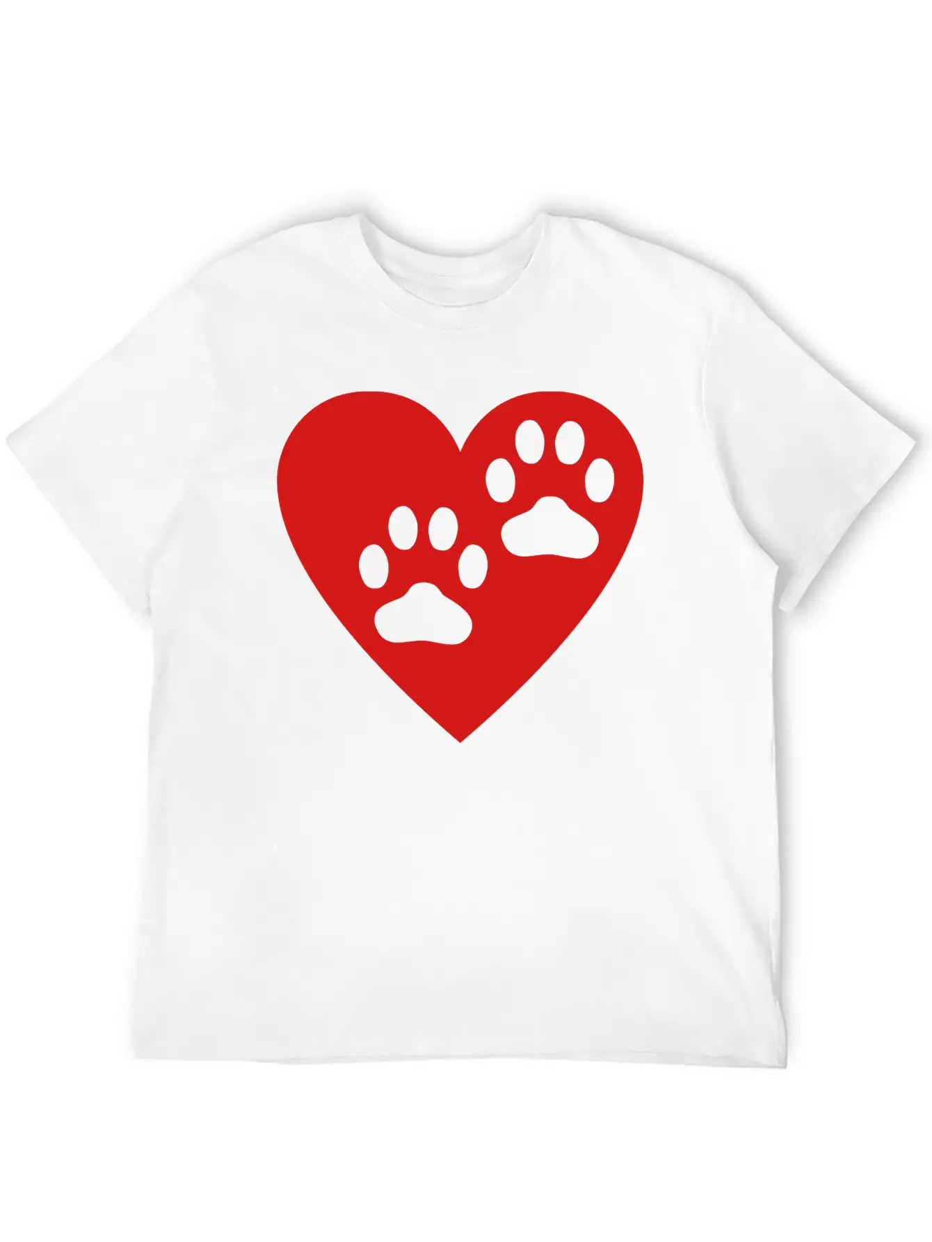 Two Paw Print In Heart Essential Cotton Tee For Daily Outfits ¨C Unisex Style