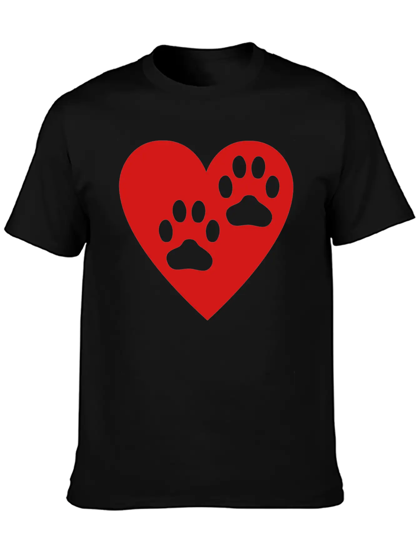 Two Paw Print In Heart Essential Cotton Tee For Daily Outfits ¨C Unisex Style