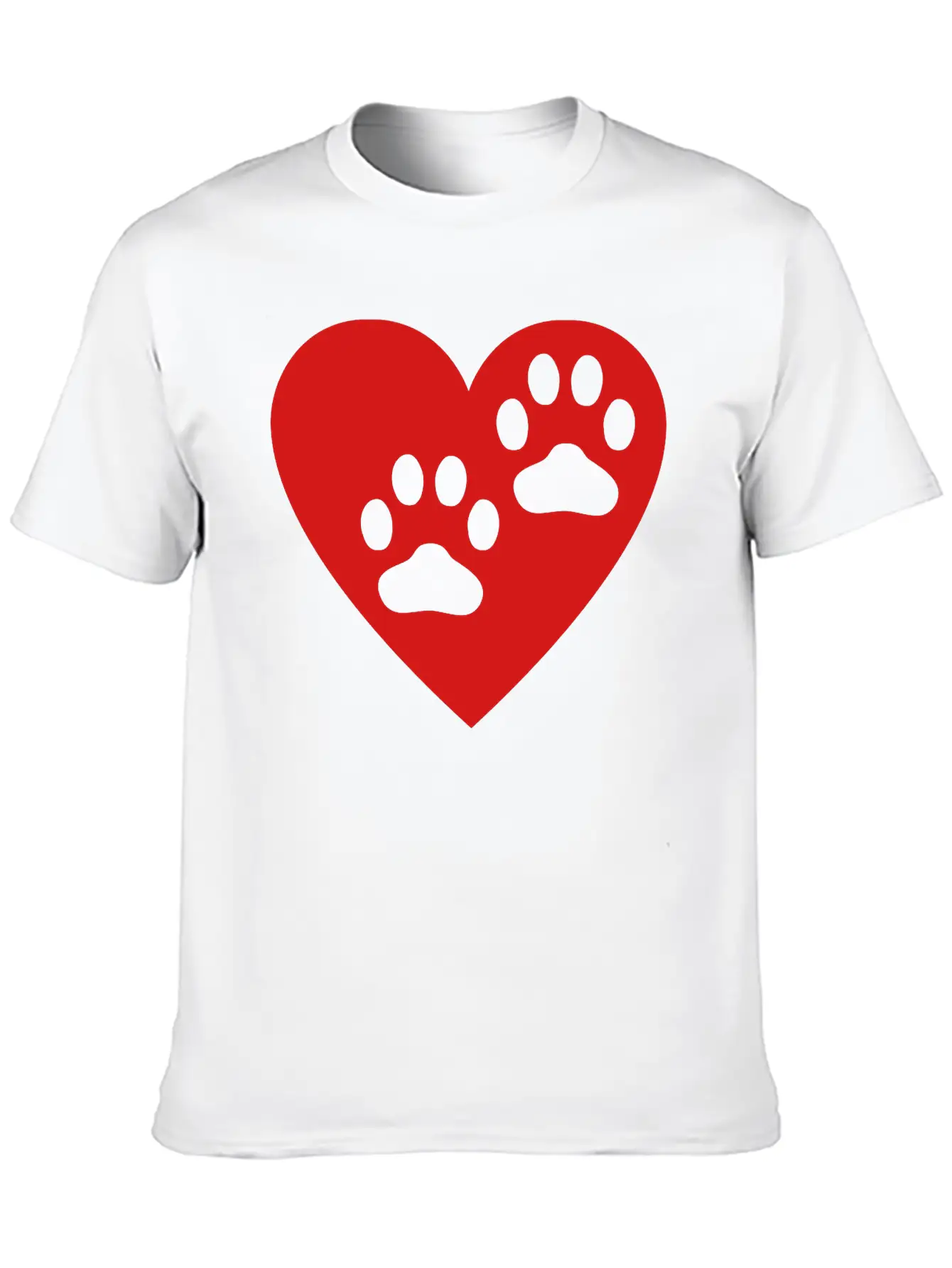 Two Paw Print In Heart Essential Cotton Tee For Daily Outfits ¨C Unisex Style