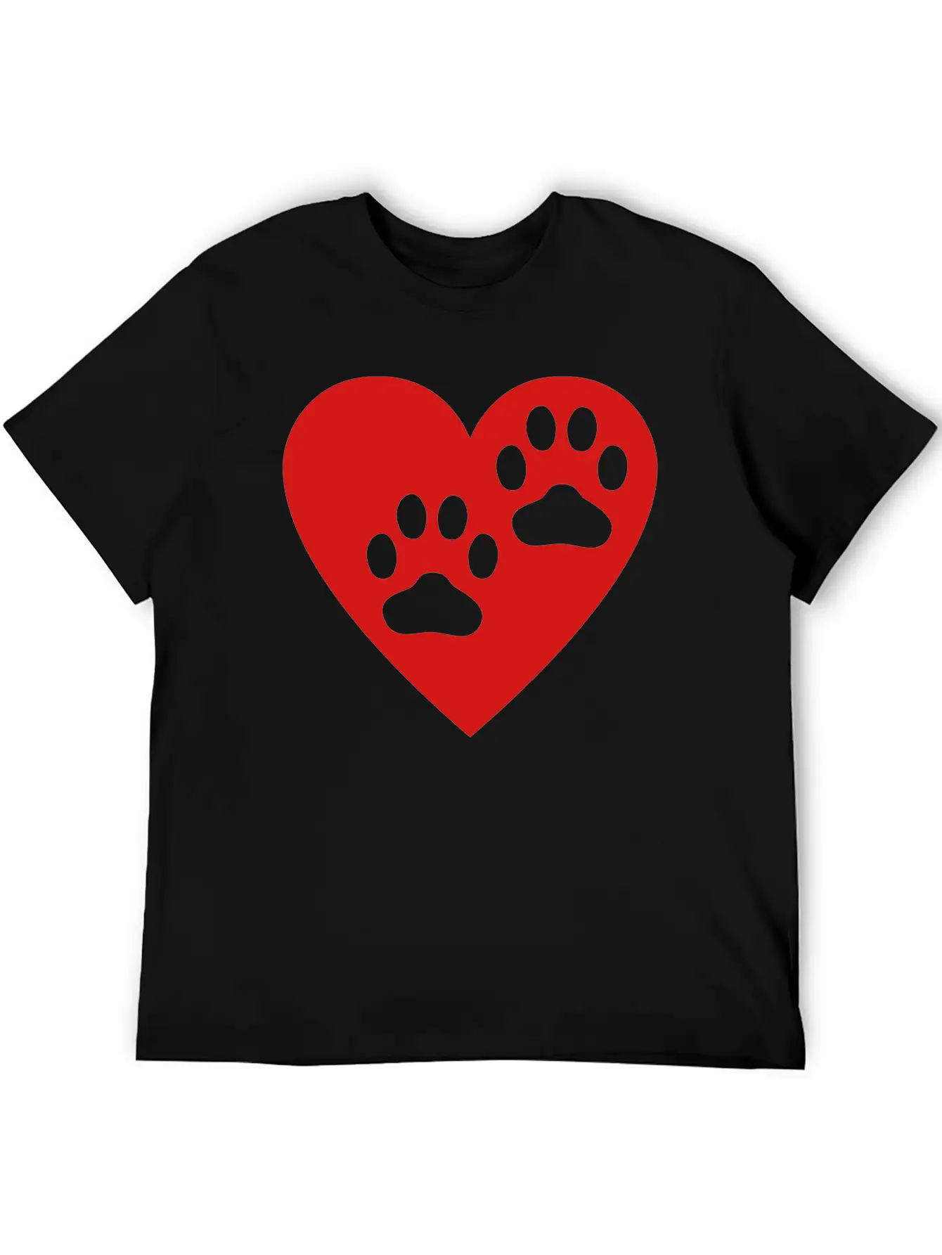Two Paw Print In Heart Essential Cotton Tee For Daily Outfits ¨C Unisex Style
