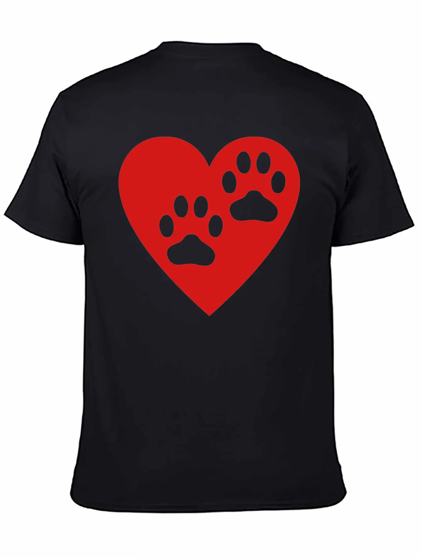 Two Paw Print In Heart Essential Cotton Tee For Daily Outfits ¨C Unisex Style