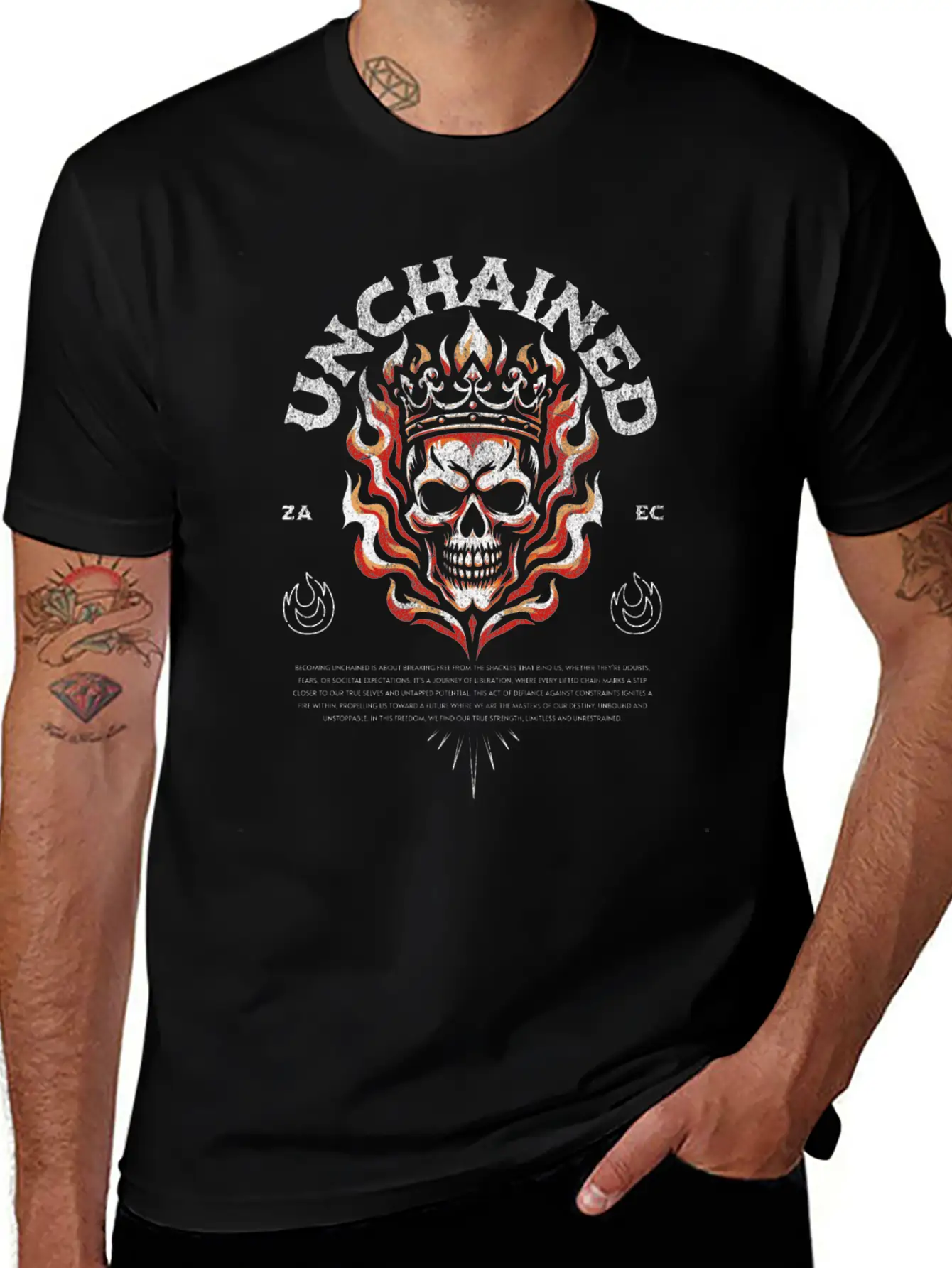 Unchained T-Shirt: Fiery Crowned Skull Unisex Casual T-Shirt ¨C Clean Design For Daily Comfort