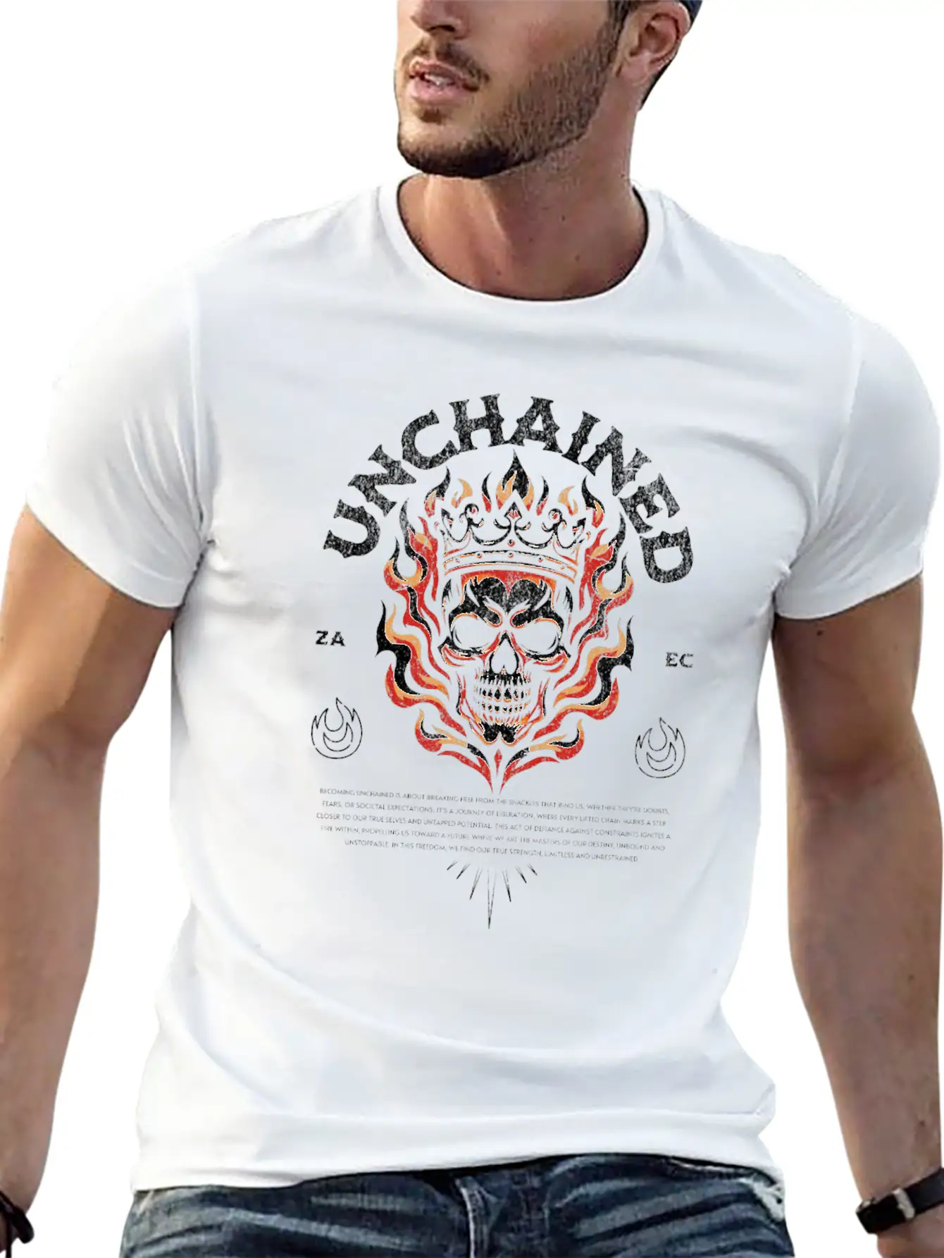 Unchained T-Shirt: Fiery Crowned Skull Unisex Casual T-Shirt ¨C Clean Design For Daily Comfort