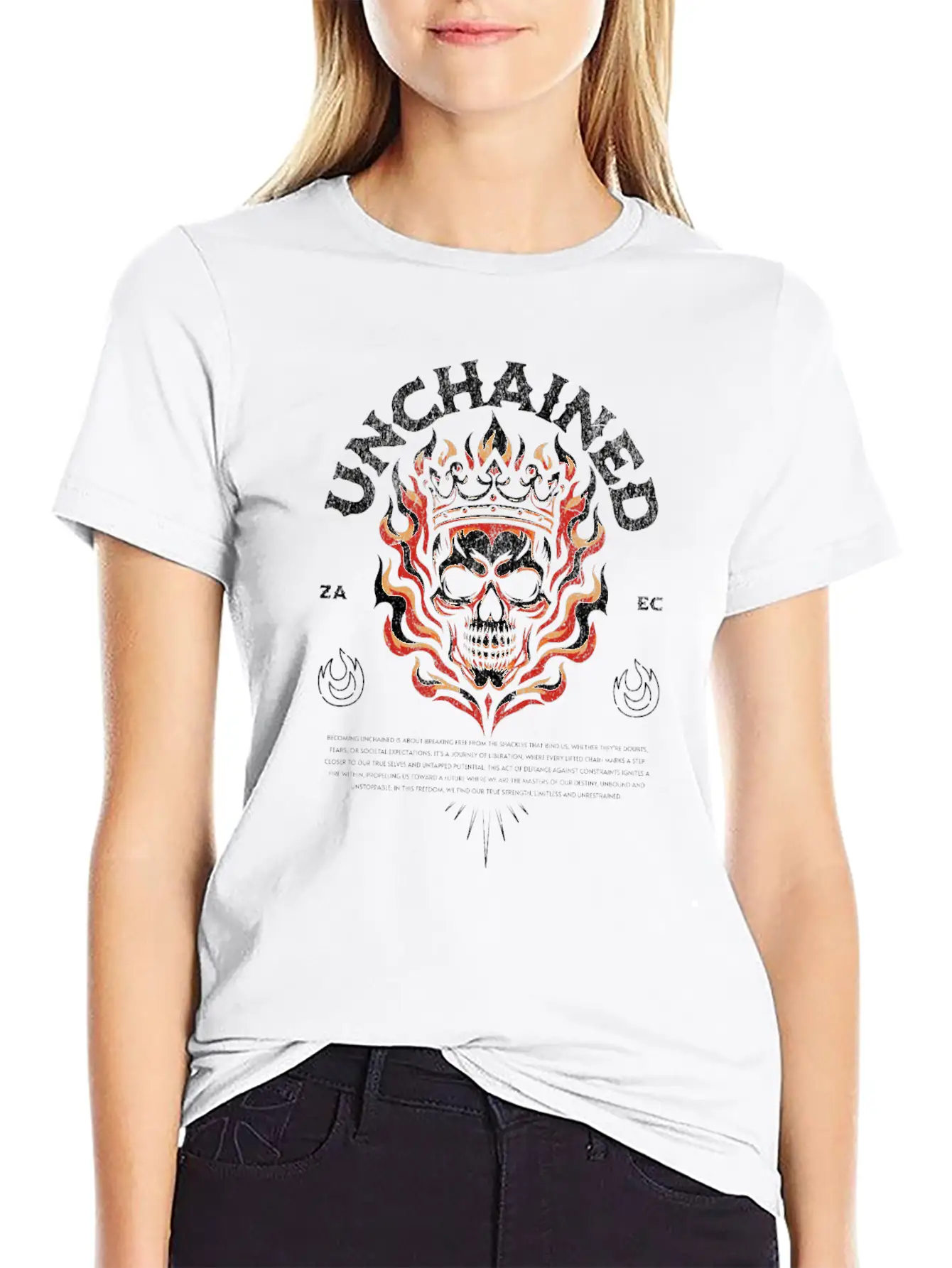 Unchained T-Shirt: Fiery Crowned Skull Unisex Casual T-Shirt ¨C Clean Design For Daily Comfort