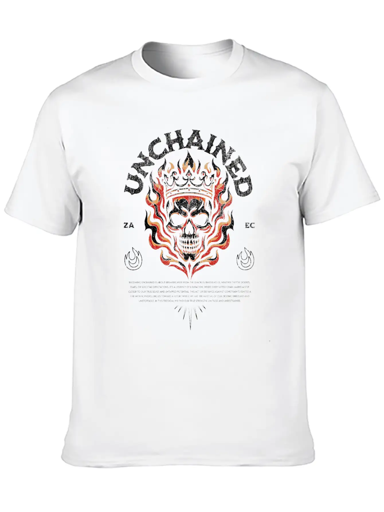 Unchained T-Shirt: Fiery Crowned Skull Unisex Casual T-Shirt ¨C Clean Design For Daily Comfort