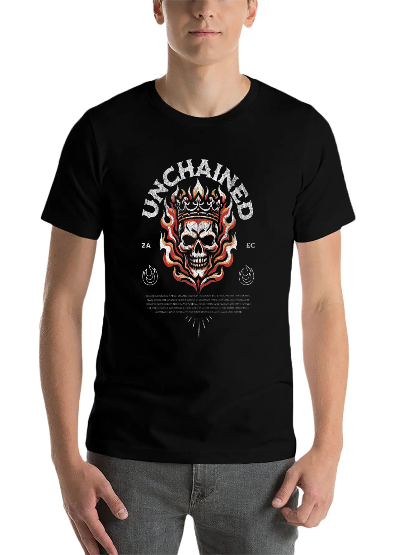Unchained T-Shirt: Fiery Crowned Skull Unisex Casual T-Shirt ¨C Clean Design For Daily Comfort