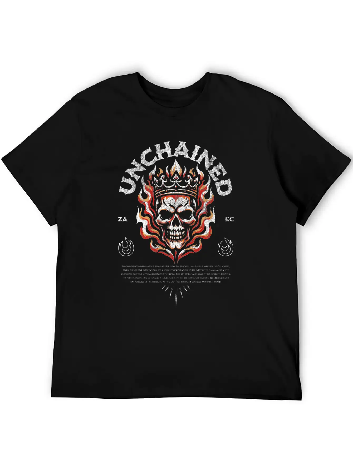 Unchained T-Shirt: Fiery Crowned Skull Unisex Casual T-Shirt ¨C Clean Design For Daily Comfort