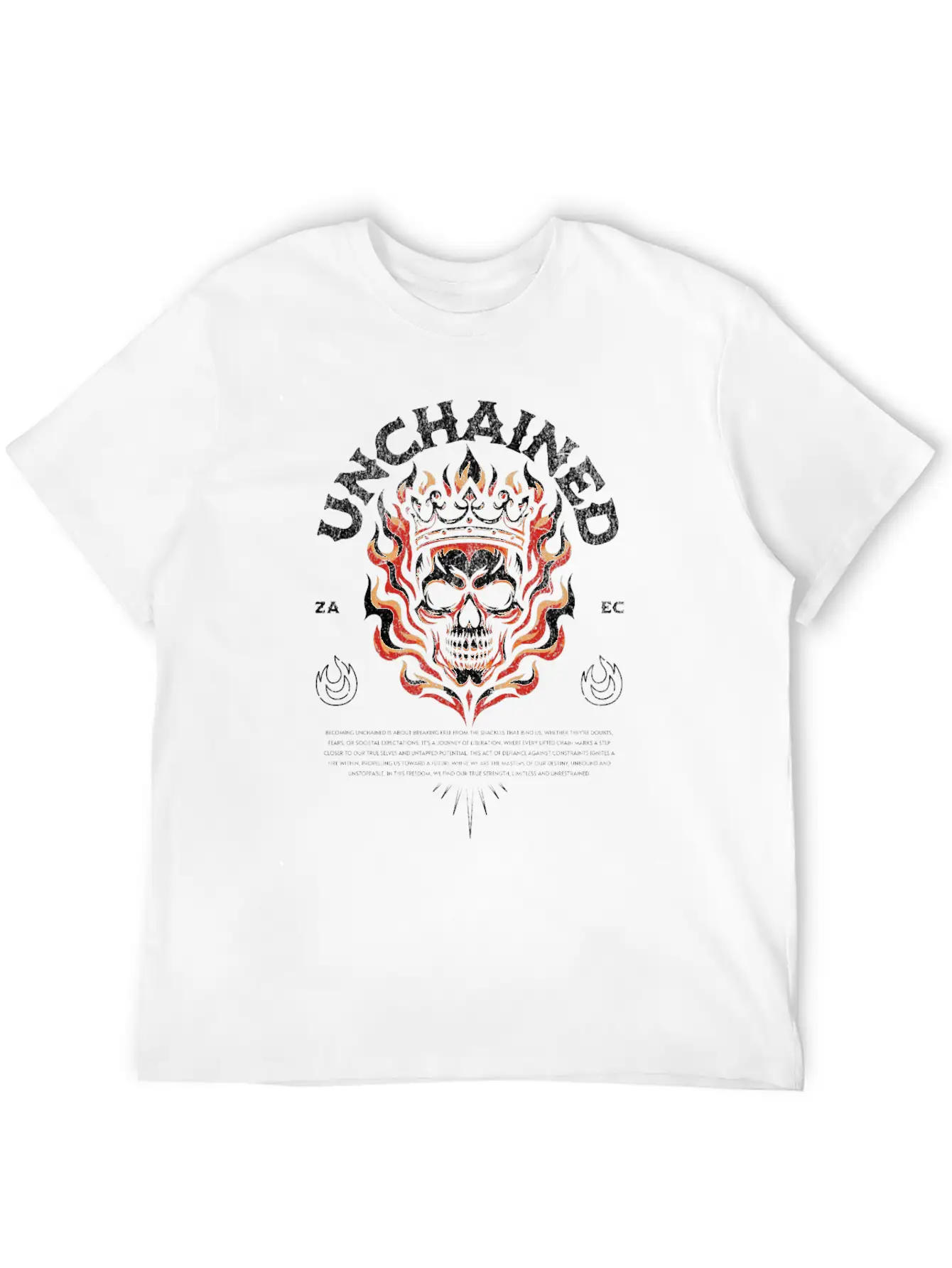 Unchained T-Shirt: Fiery Crowned Skull Unisex Casual T-Shirt ¨C Clean Design For Daily Comfort