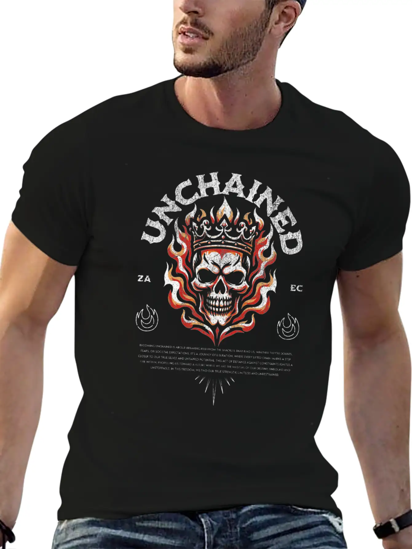 Unchained T-Shirt: Fiery Crowned Skull Unisex Casual T-Shirt ¨C Clean Design For Daily Comfort