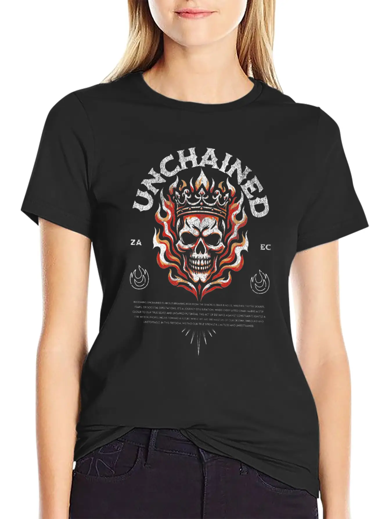 Unchained T-Shirt: Fiery Crowned Skull Unisex Casual T-Shirt ¨C Clean Design For Daily Comfort