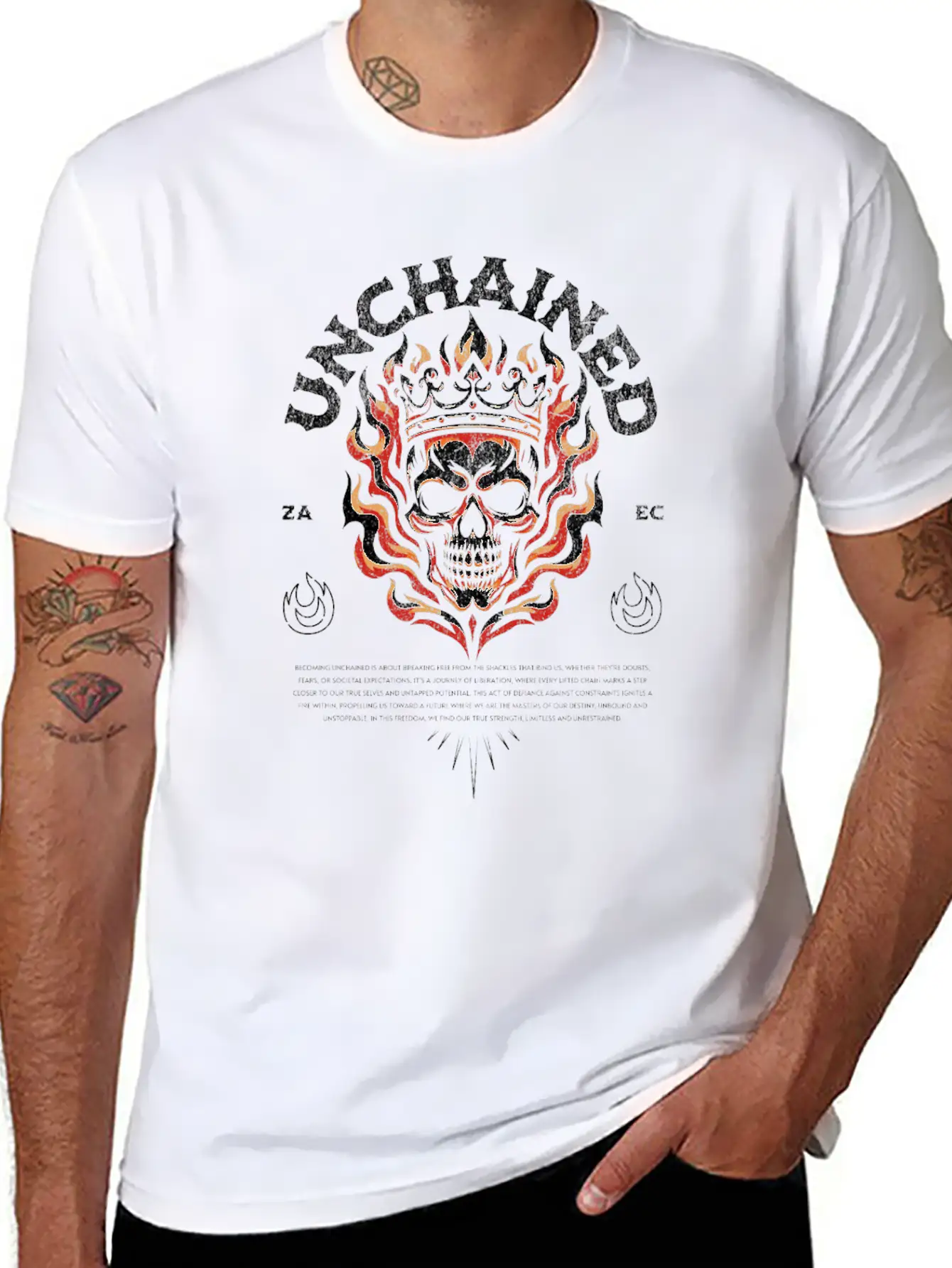Unchained T-Shirt: Fiery Crowned Skull Unisex Casual T-Shirt ¨C Clean Design For Daily Comfort