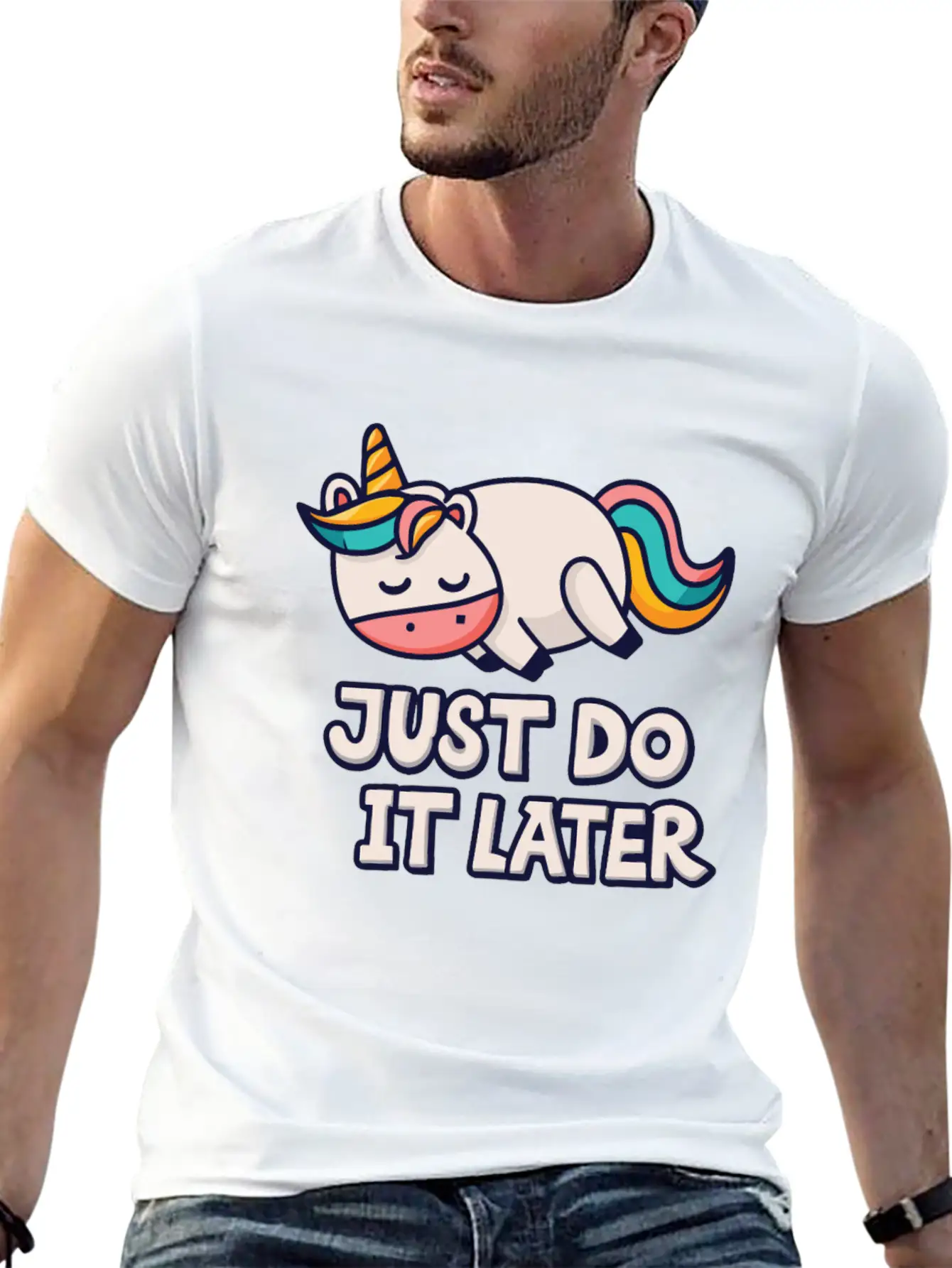 Unicorn Thick Unicorn Chilling Out Basic Graphic T-Shirt ¨C Daily Comfort In Soft Cotton