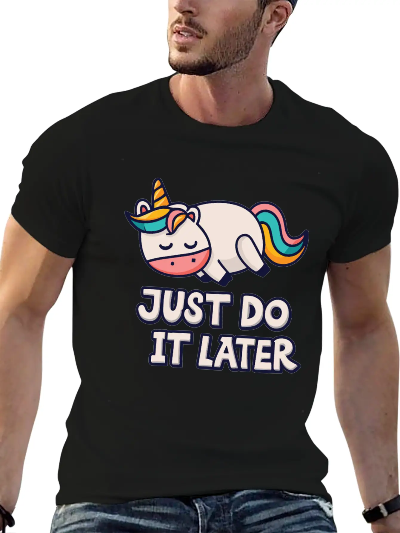 Unicorn Thick Unicorn Chilling Out Basic Graphic T-Shirt ¨C Daily Comfort In Soft Cotton